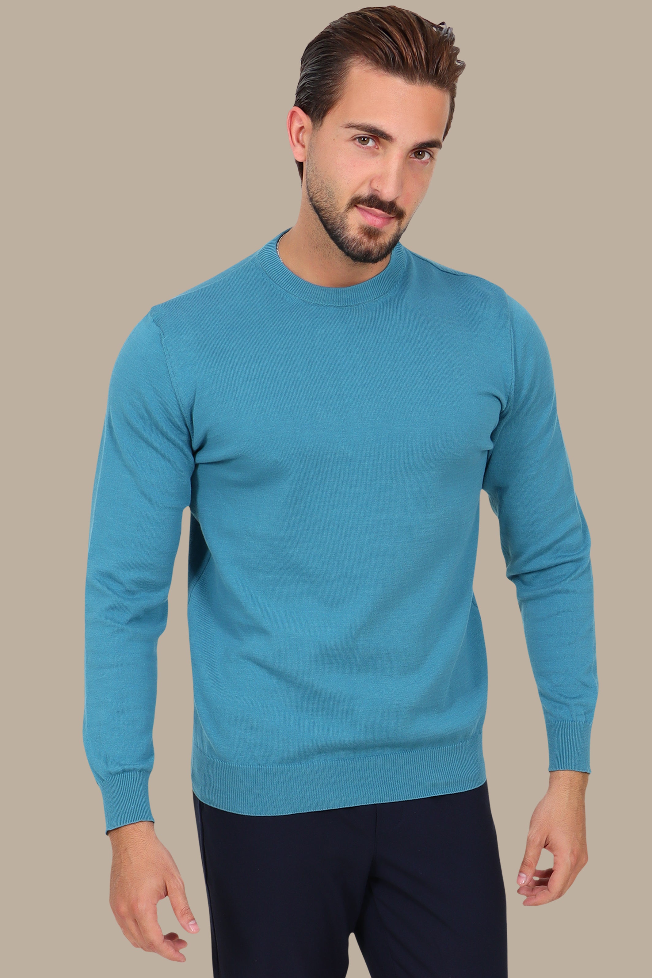 Petrol Round-Neck Sweater