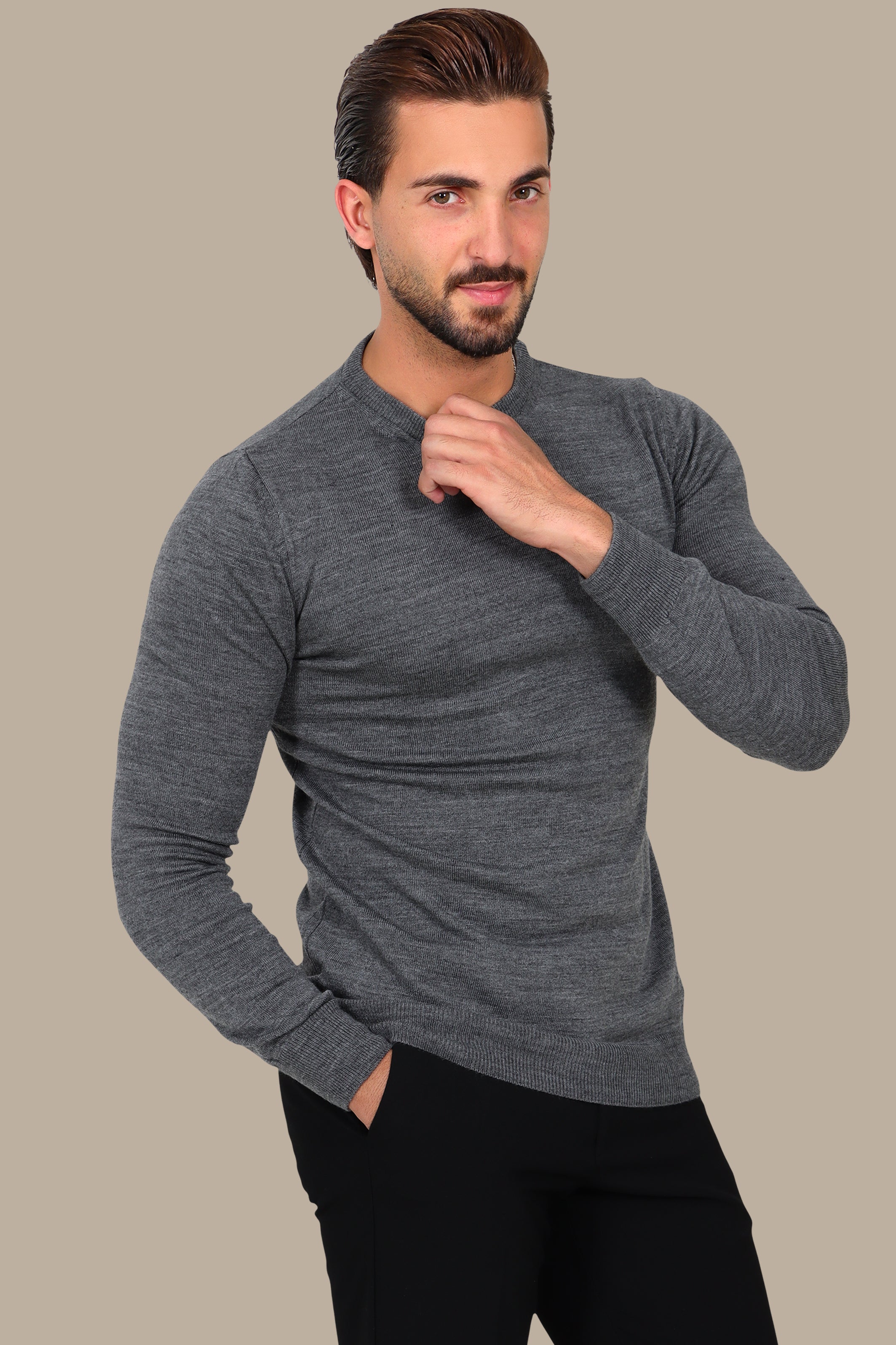 Grey Round Neck Sweater