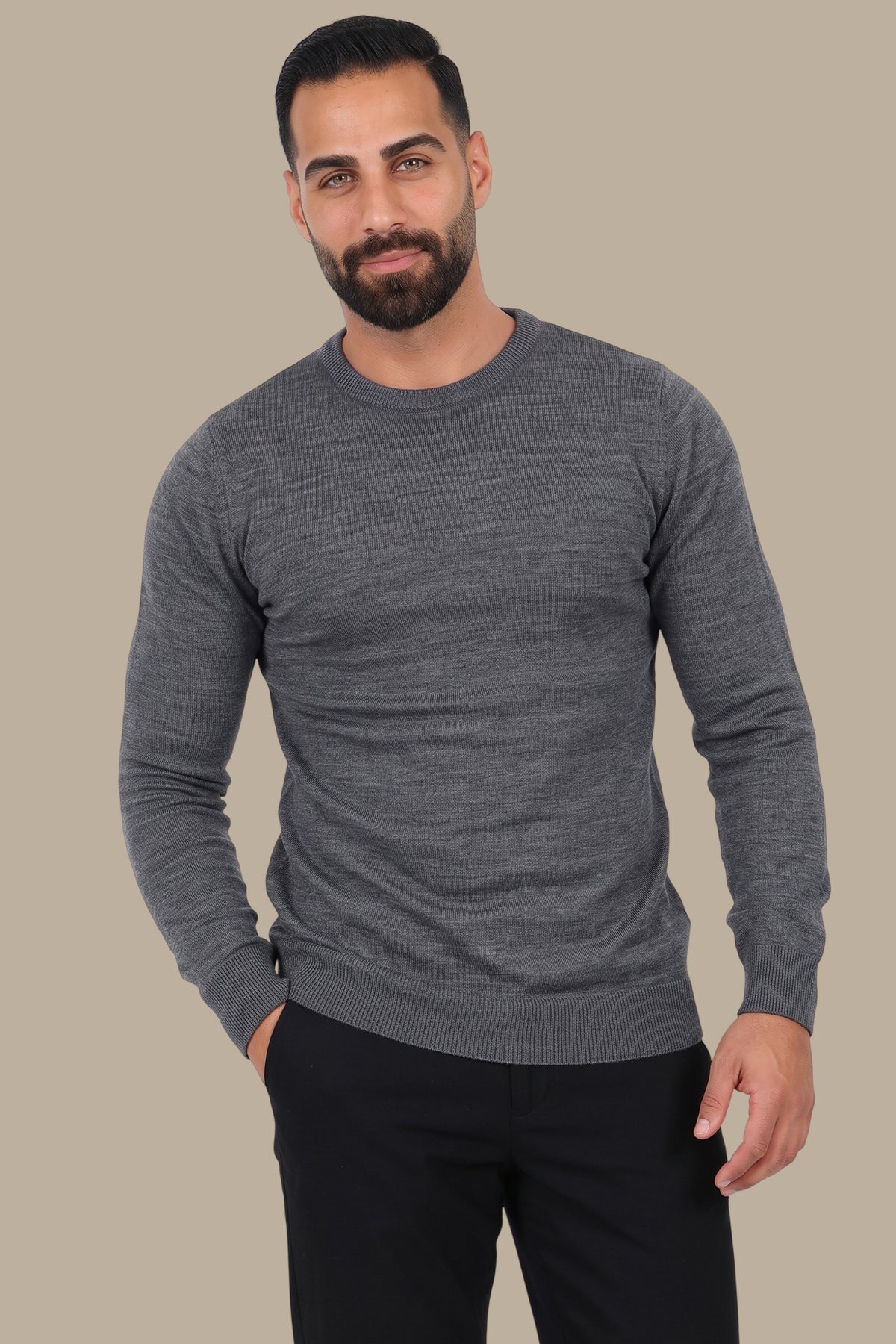 Grey Round Neck Sweater