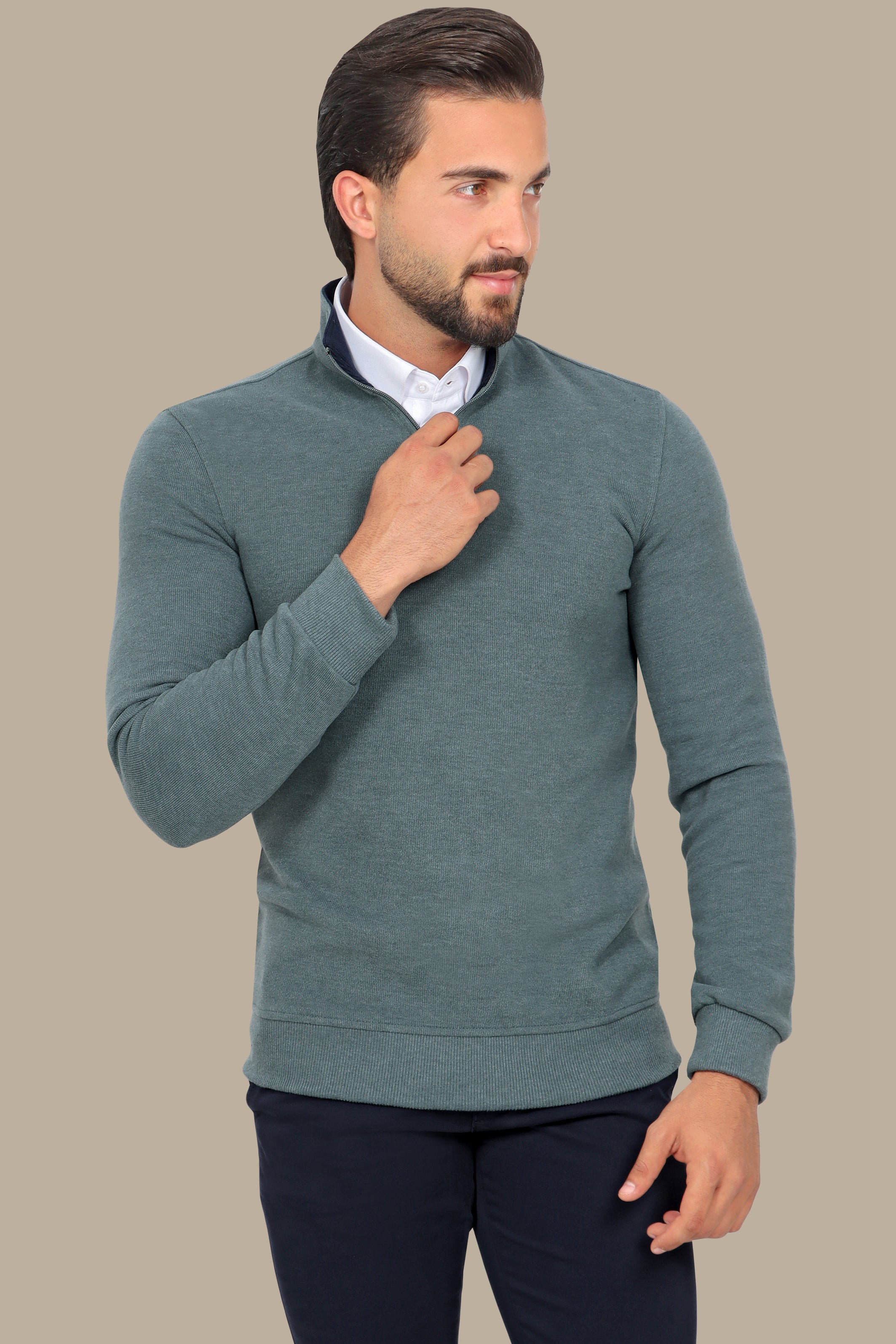 Luxurious Comfort: Aqua Velvet Half-Zipper Sweater