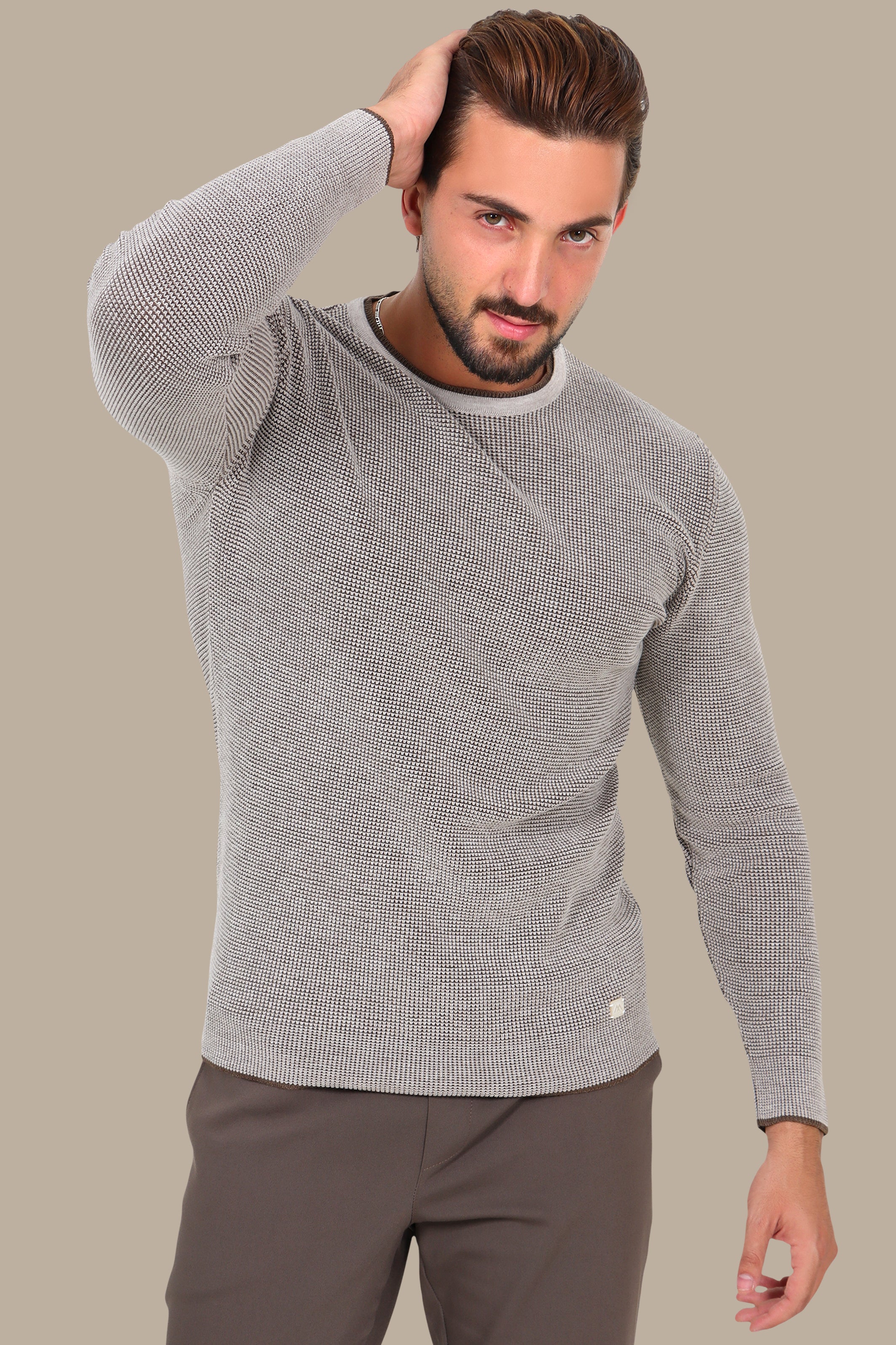 Elegant Layers: Beige Double-Collar Top