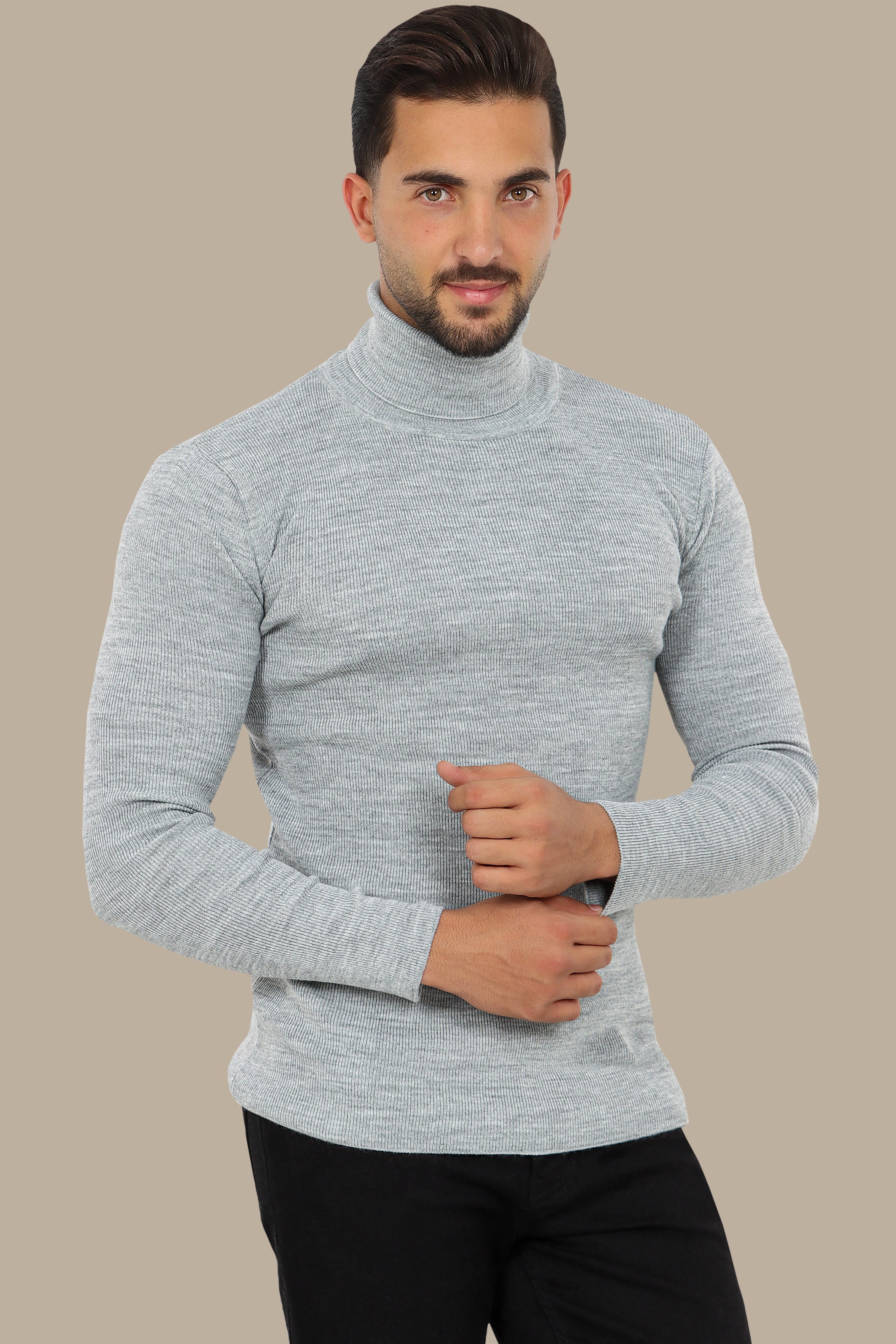 Grey Turtleneck Sweater