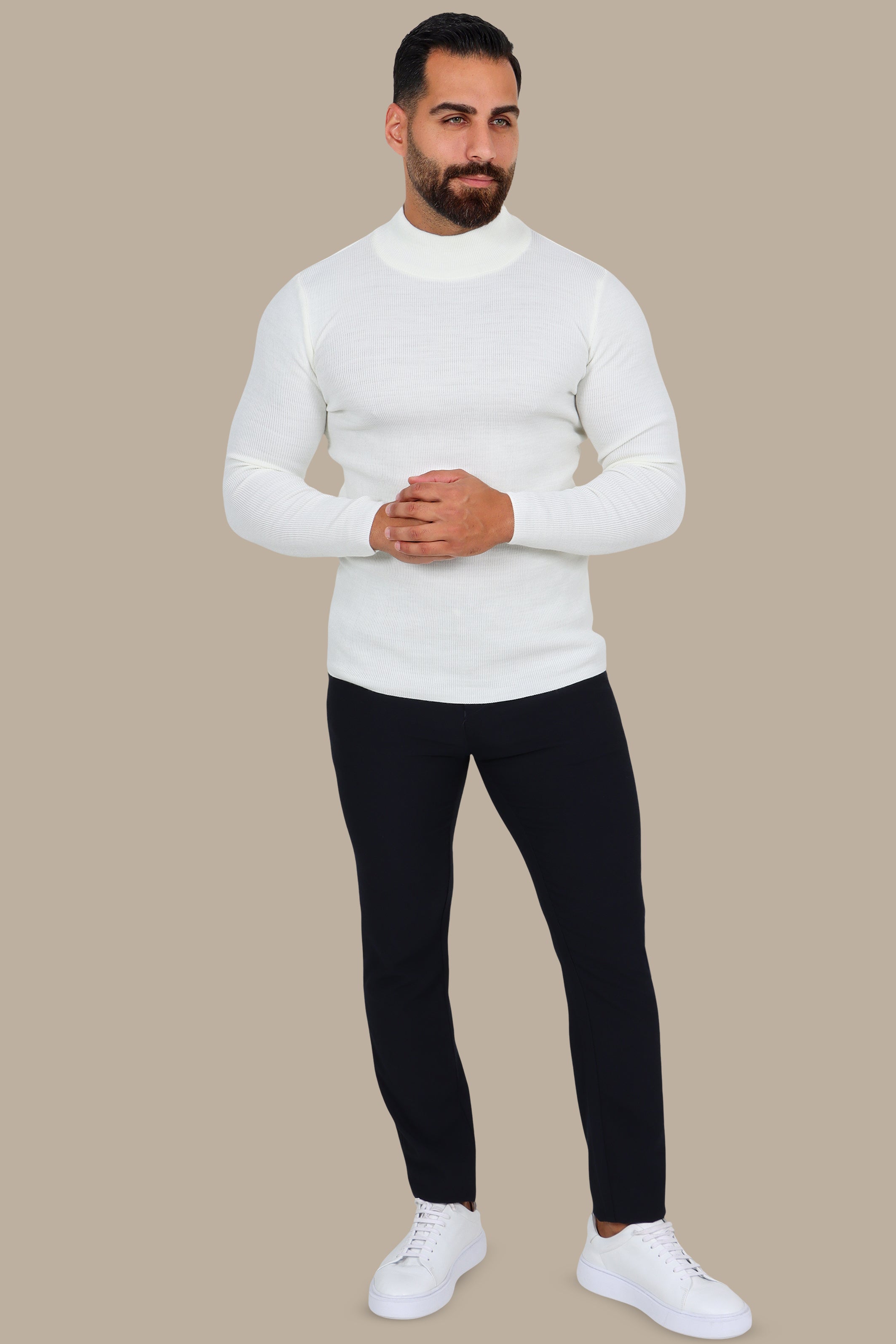 White High Neck Sweater