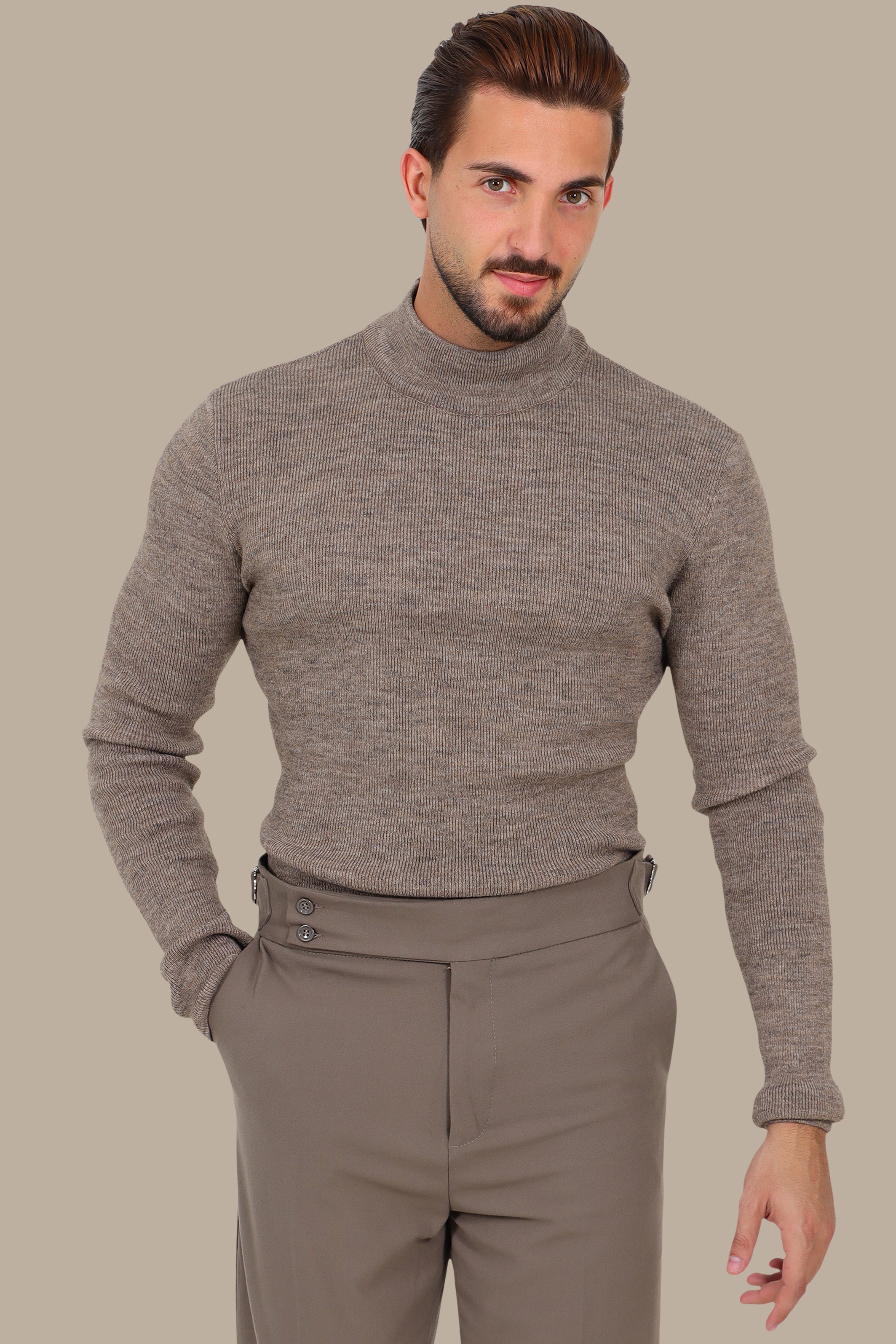Mocha High-Neck Sweater