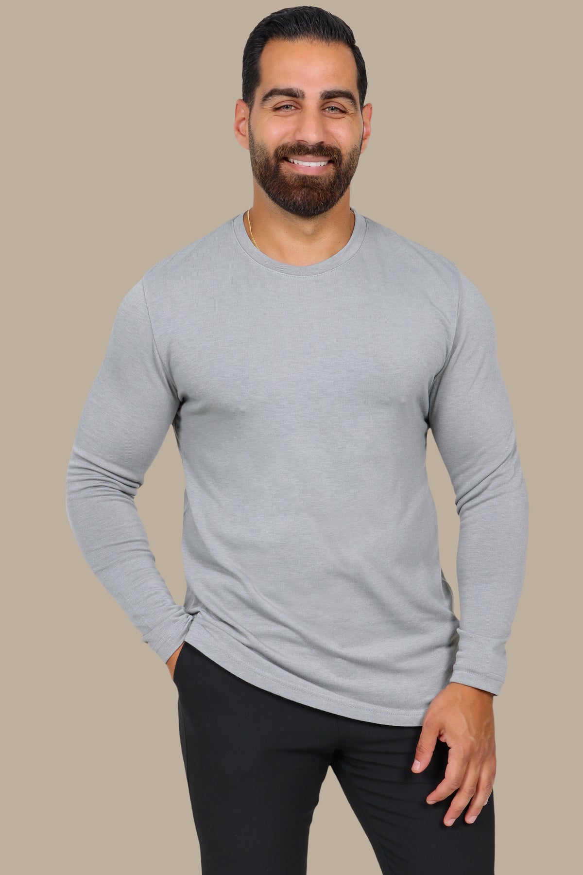Light Grey Long Sleeve T-Shirt with Back Wings Print