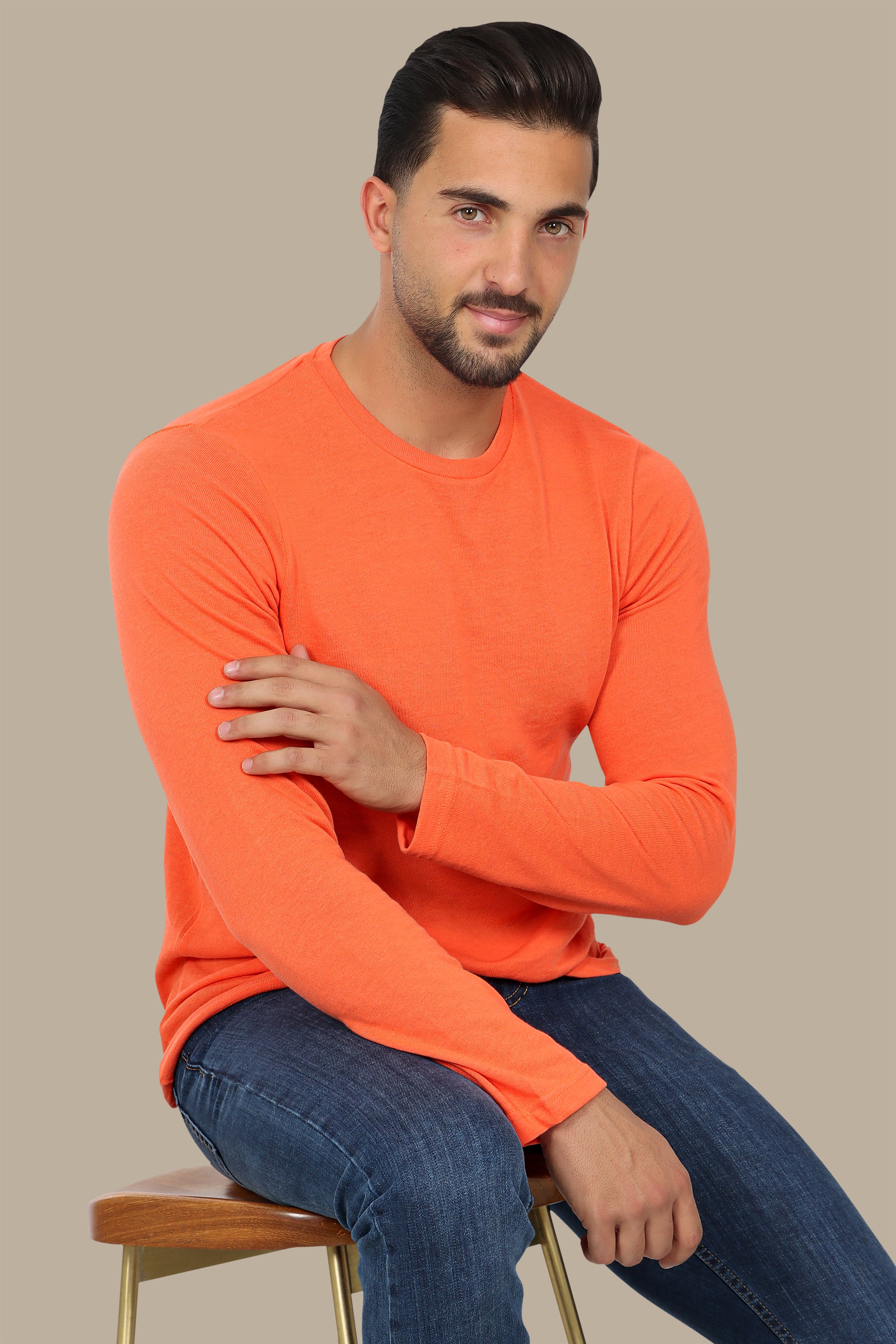 Orange Round Neck Sweater