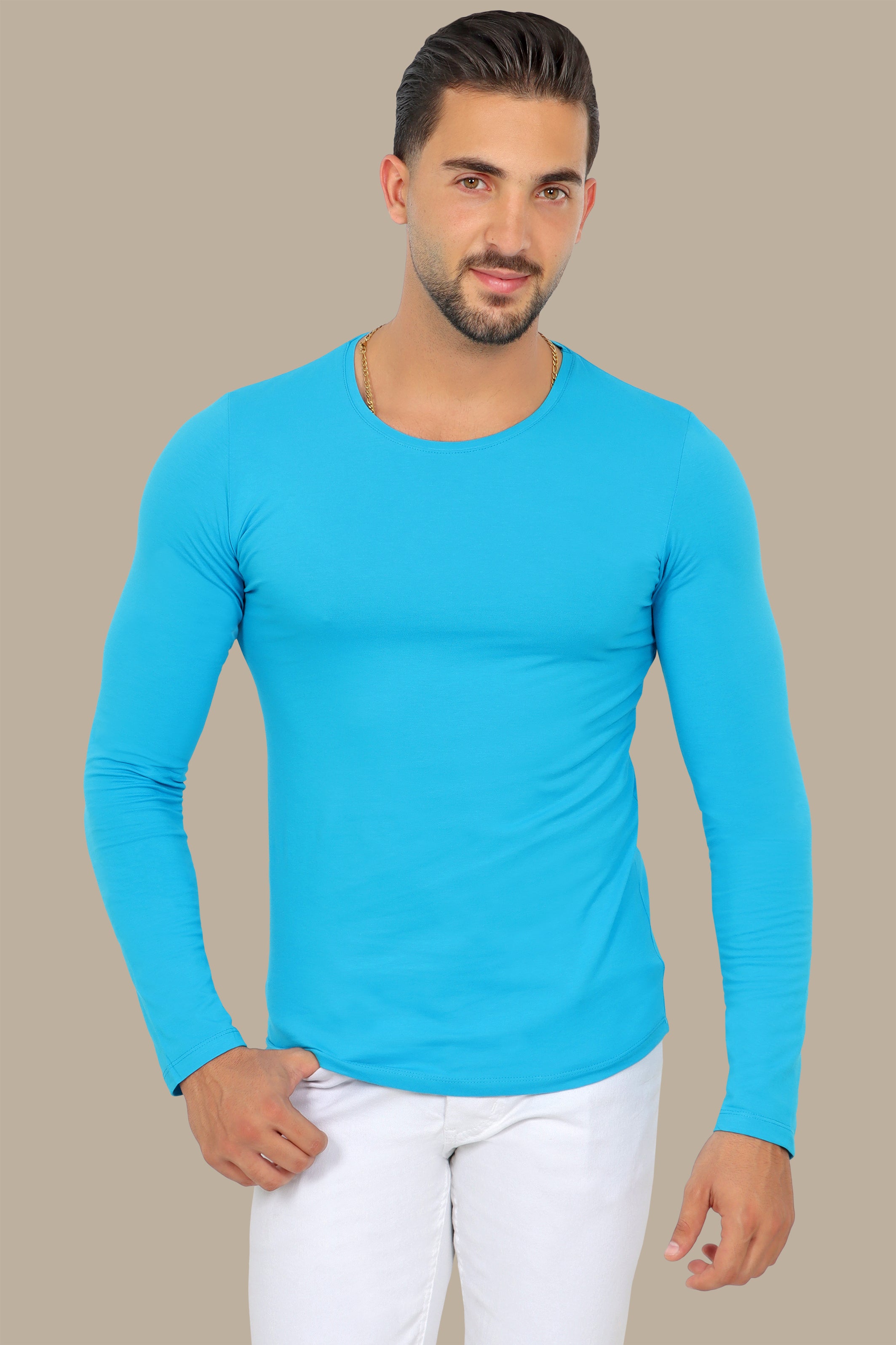 Turquoise Basic Long Sleeve Top