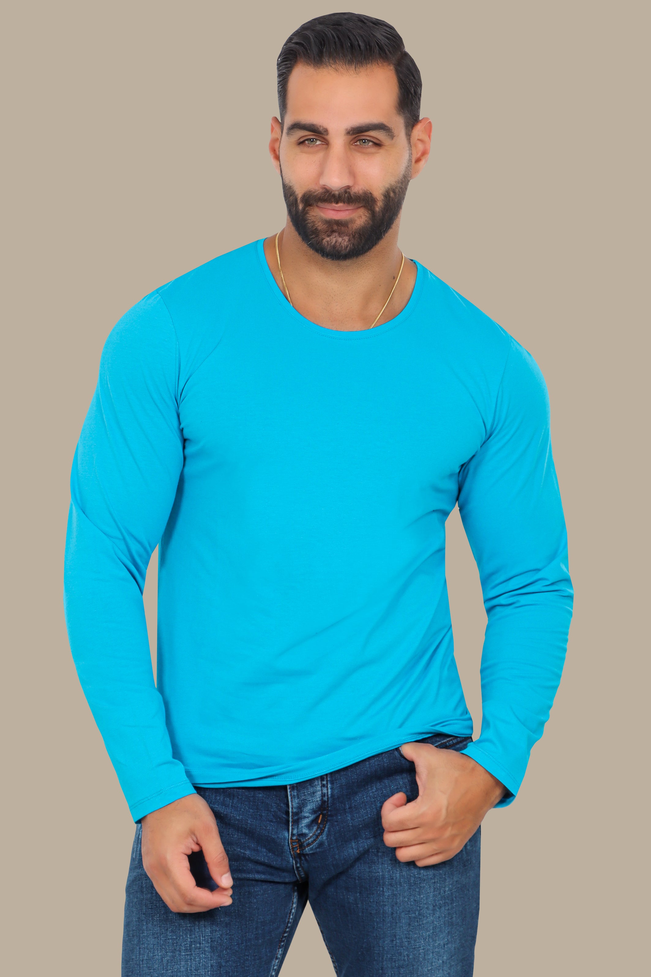 Turquoise Basic Long Sleeve Top