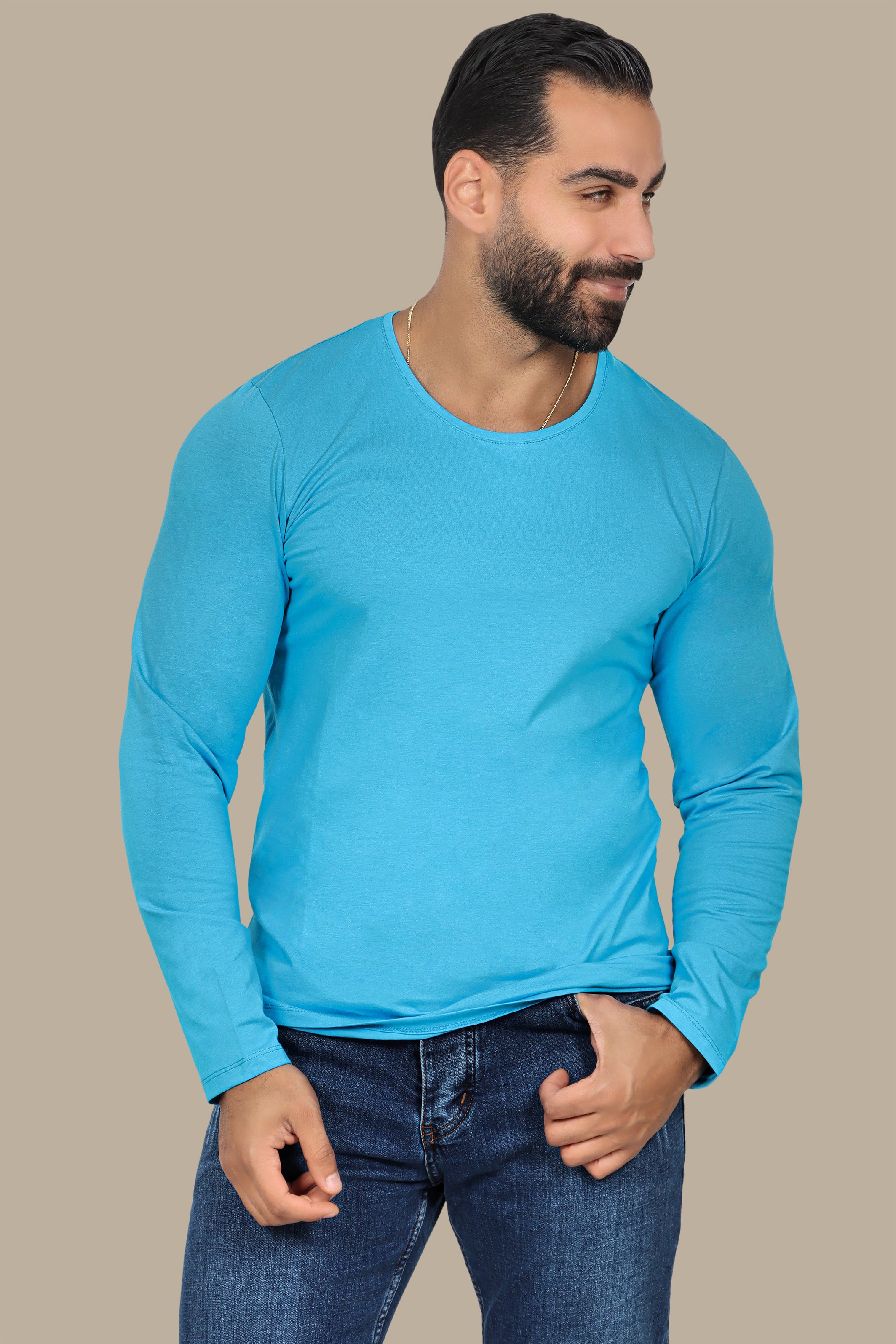 Turquoise Basic Long Sleeve Top