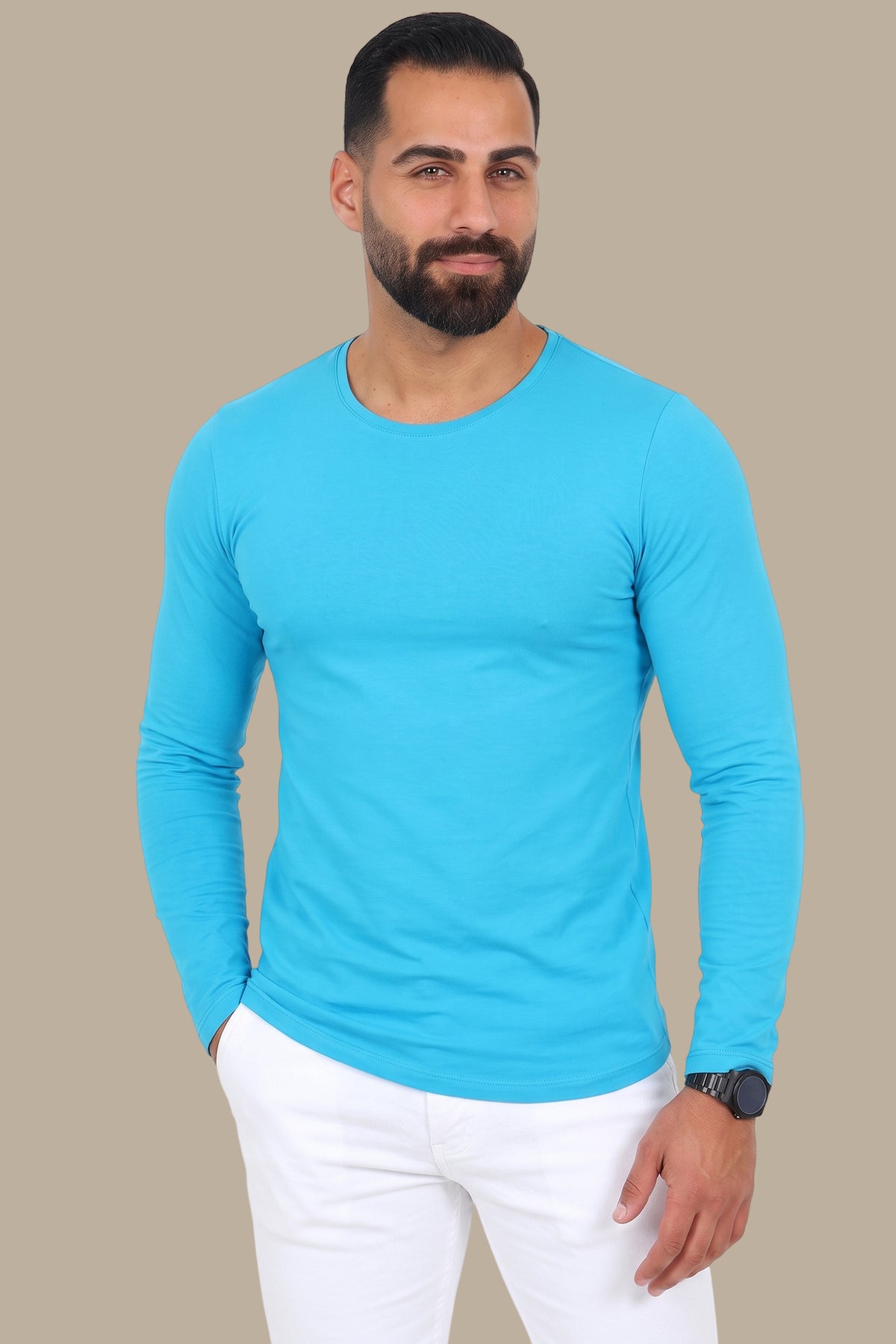 Turquoise Basic Long Sleeve Top