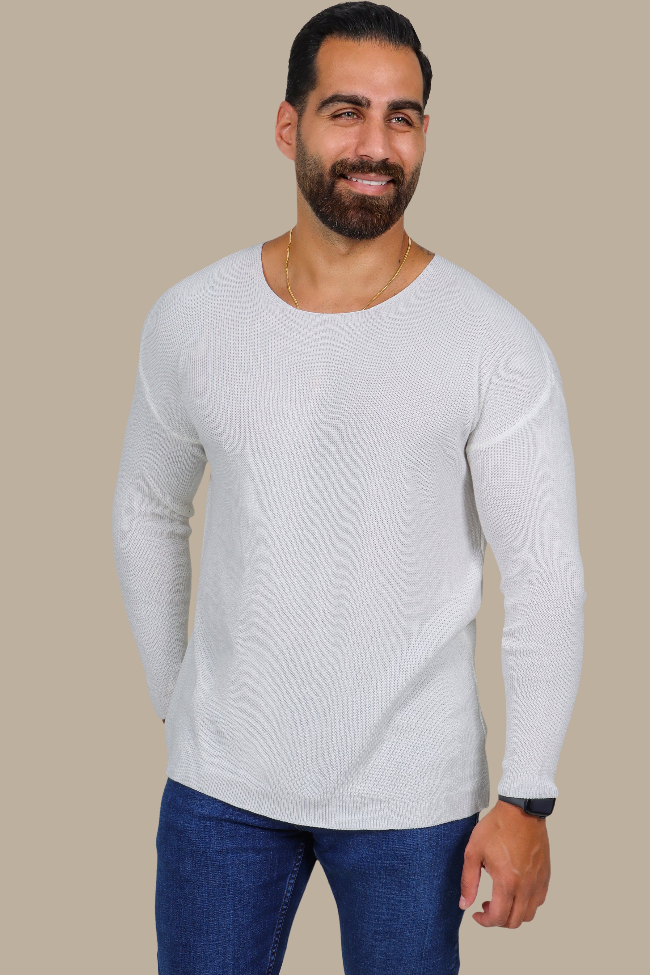 White Oversized Mercerized Sweater