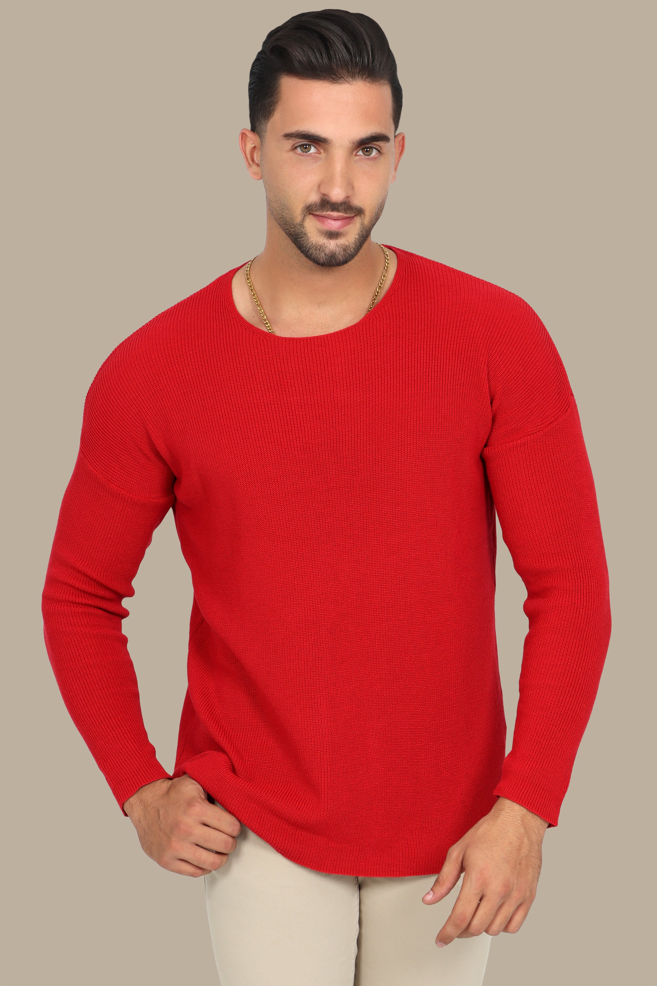 Red Oversized Mercerized Sweater