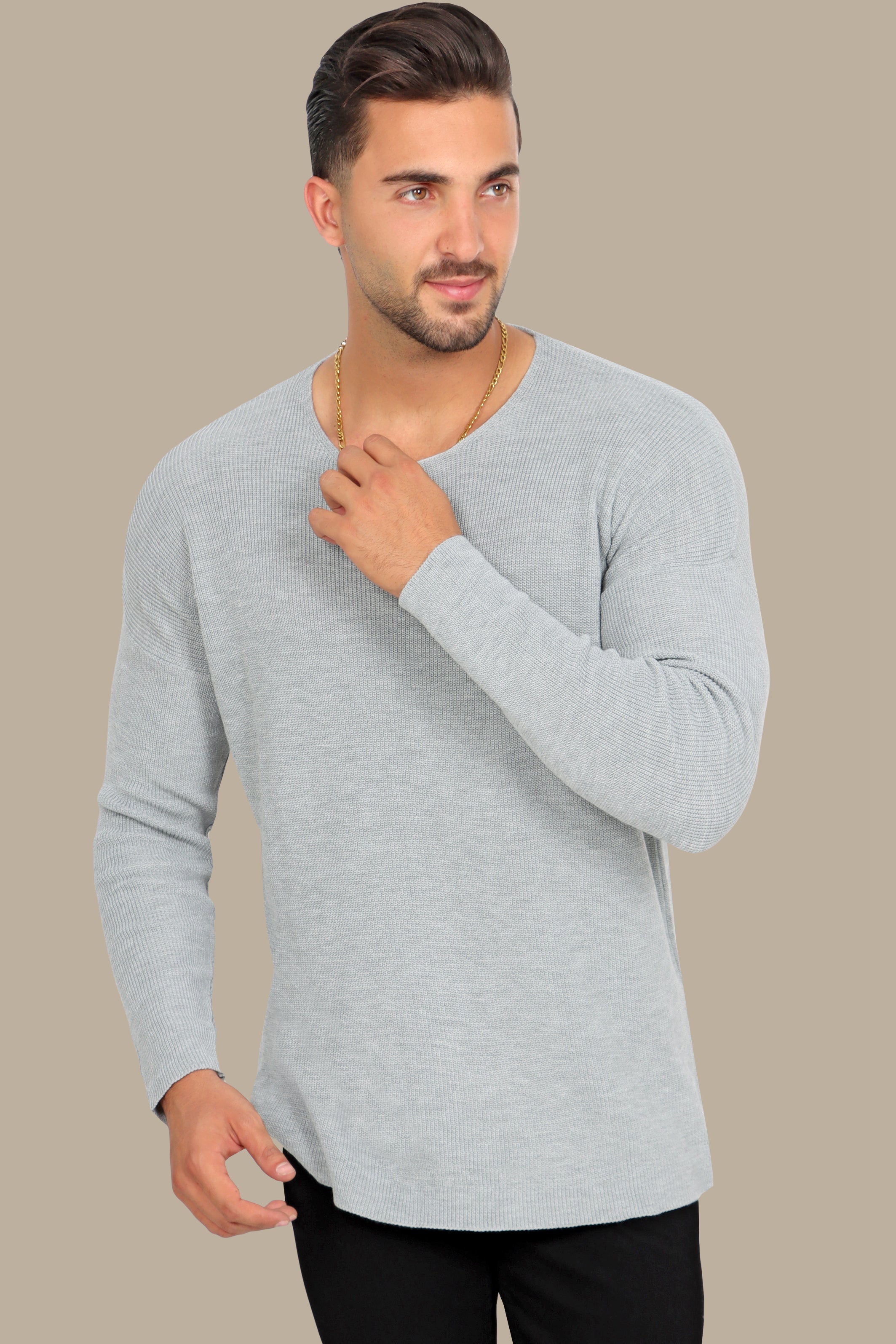 Grey Oversized Mercerized Sweater