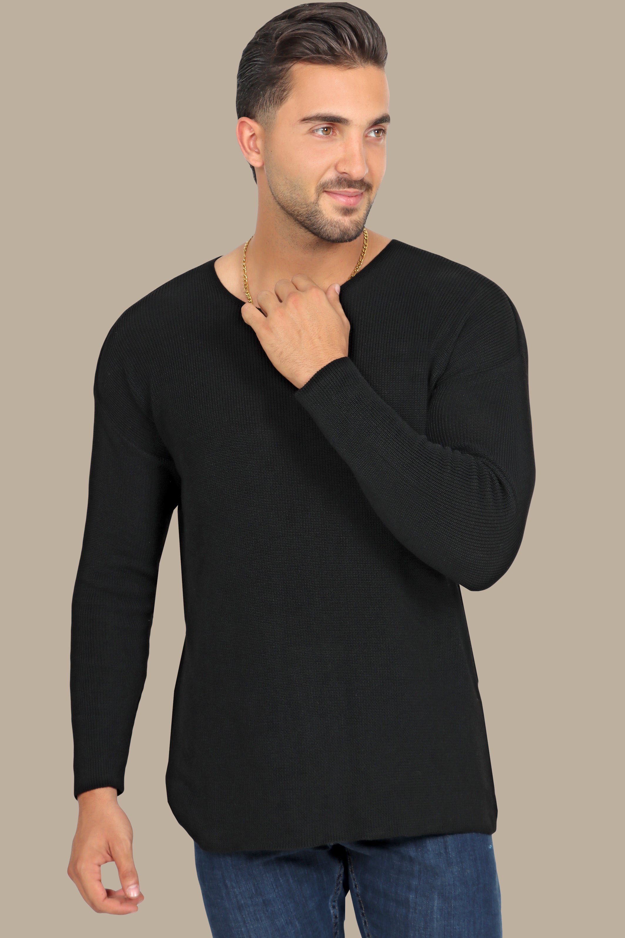 Black Oversized Mercerized Sweater