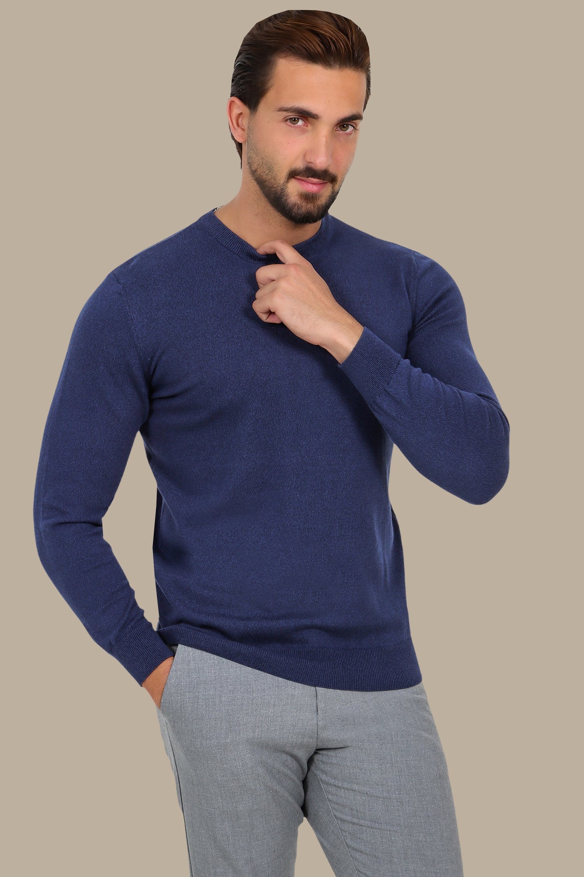 Blue Round-Neck Sweater