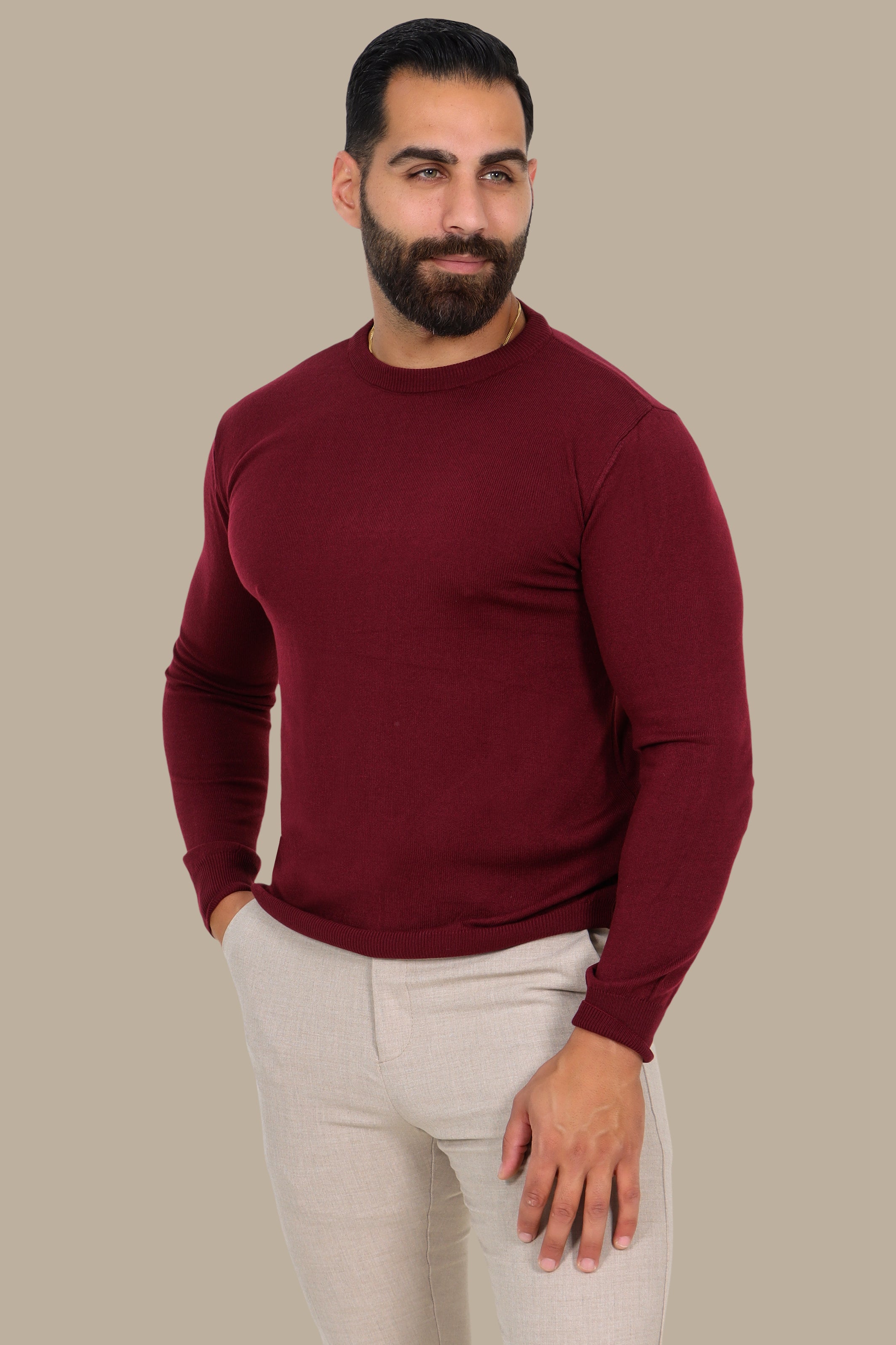 Round Neck Sweater Burgundy