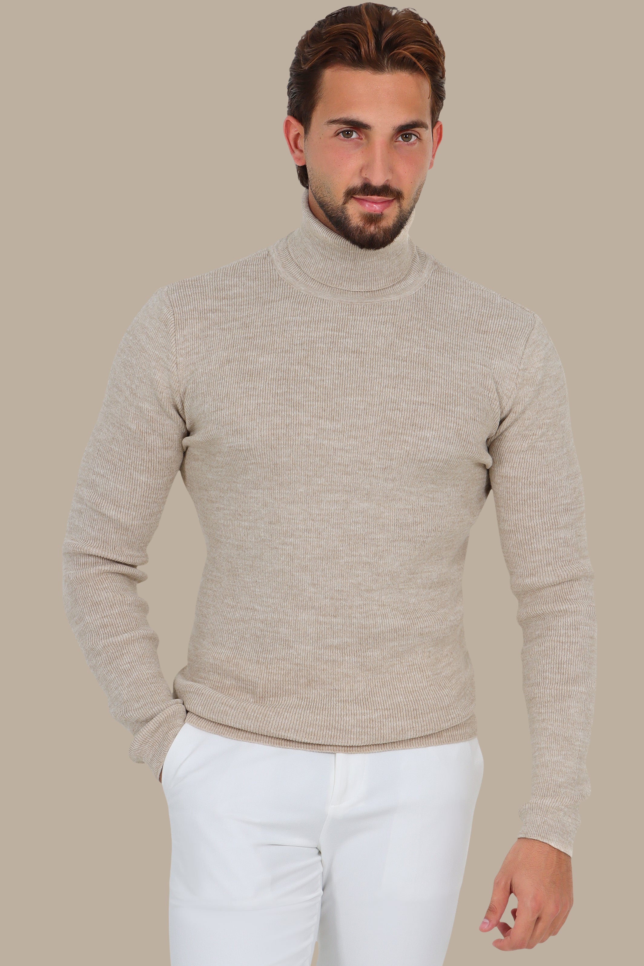 Beige Turtle Neck Sweater