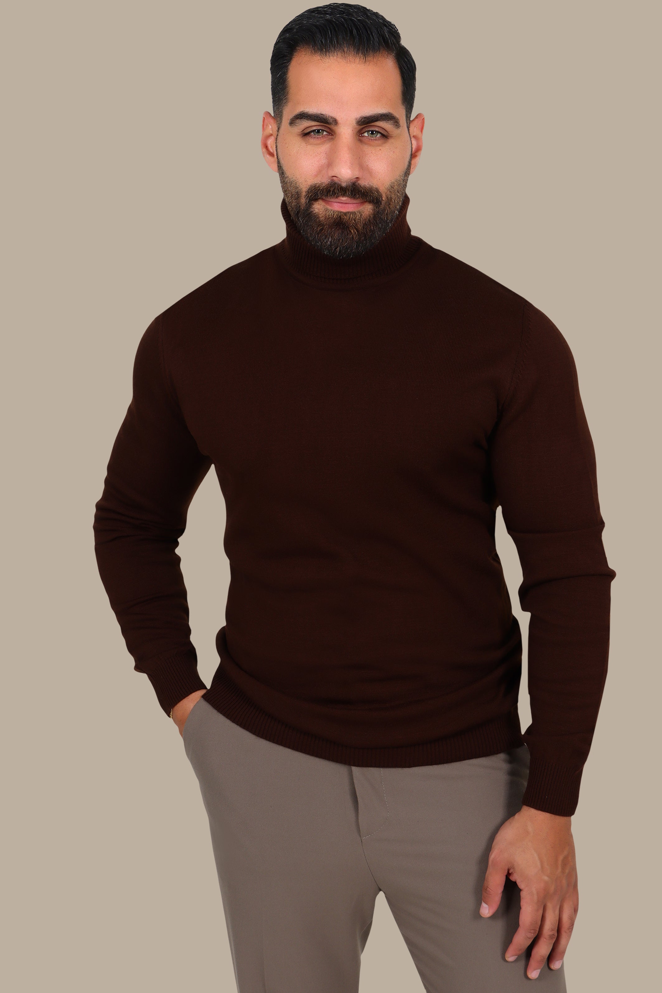 Brown Turtle Neck Sweater