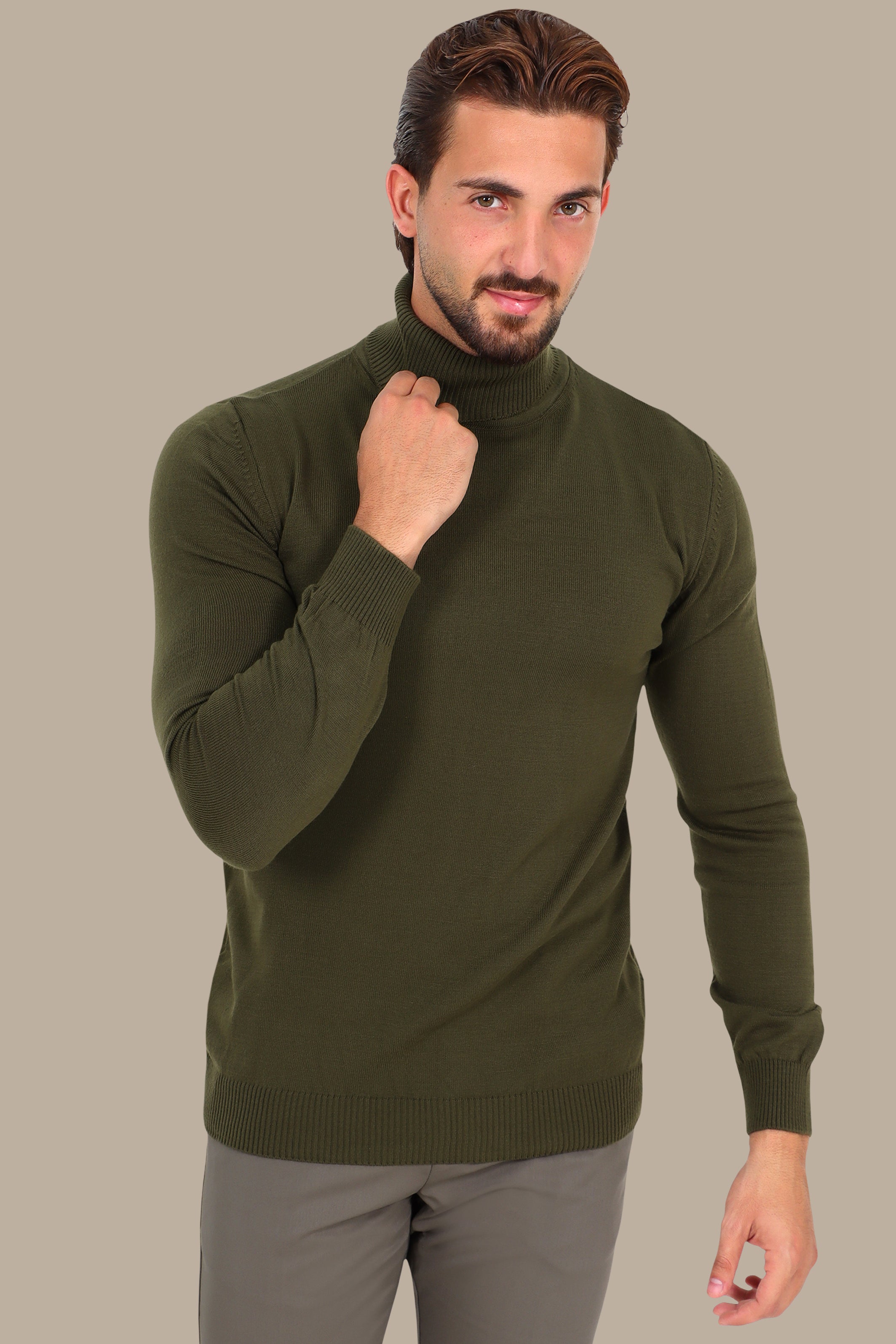 Turtleneck Sweater Basic Khaki