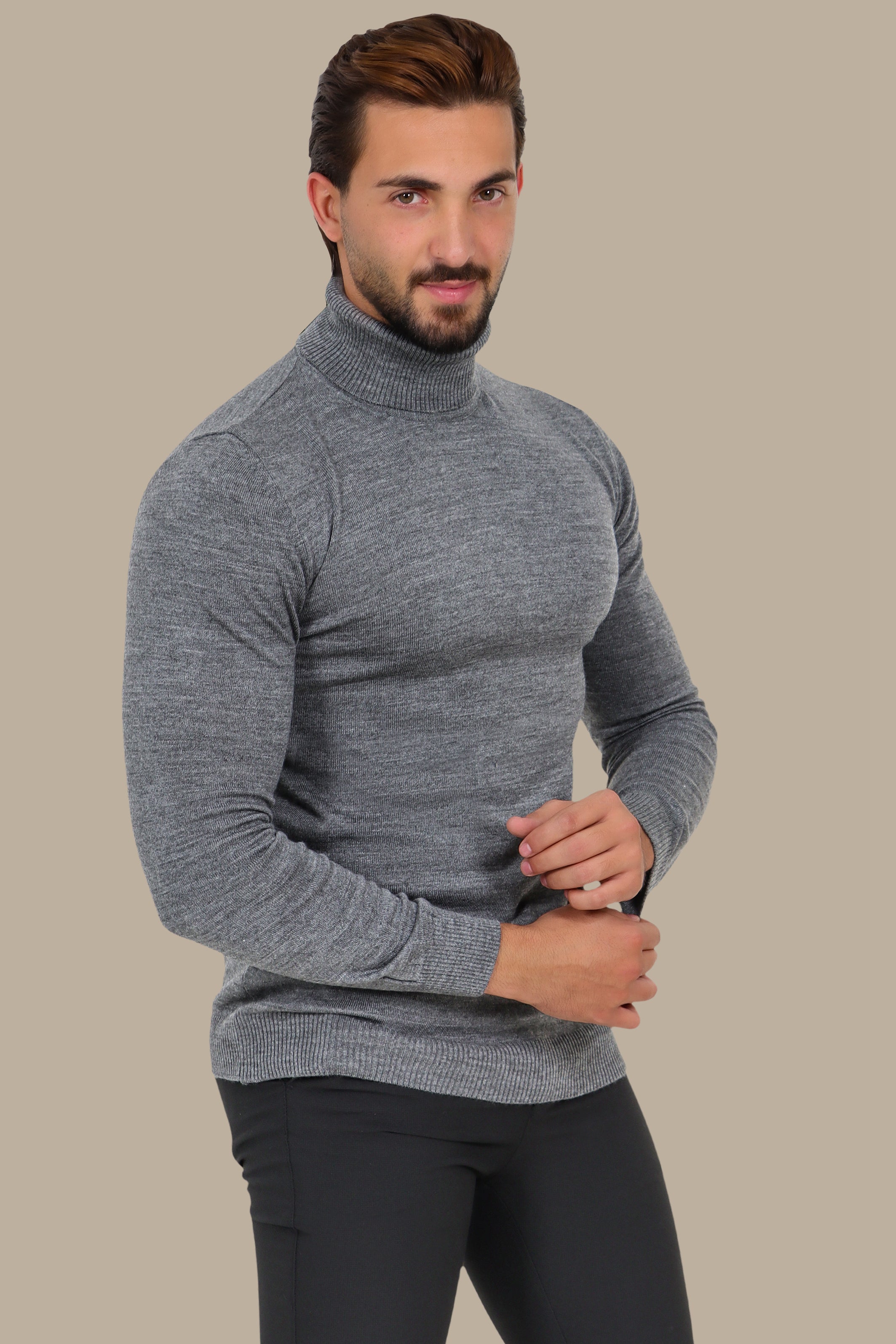 Basic Turtle Neck Sweater – Grey