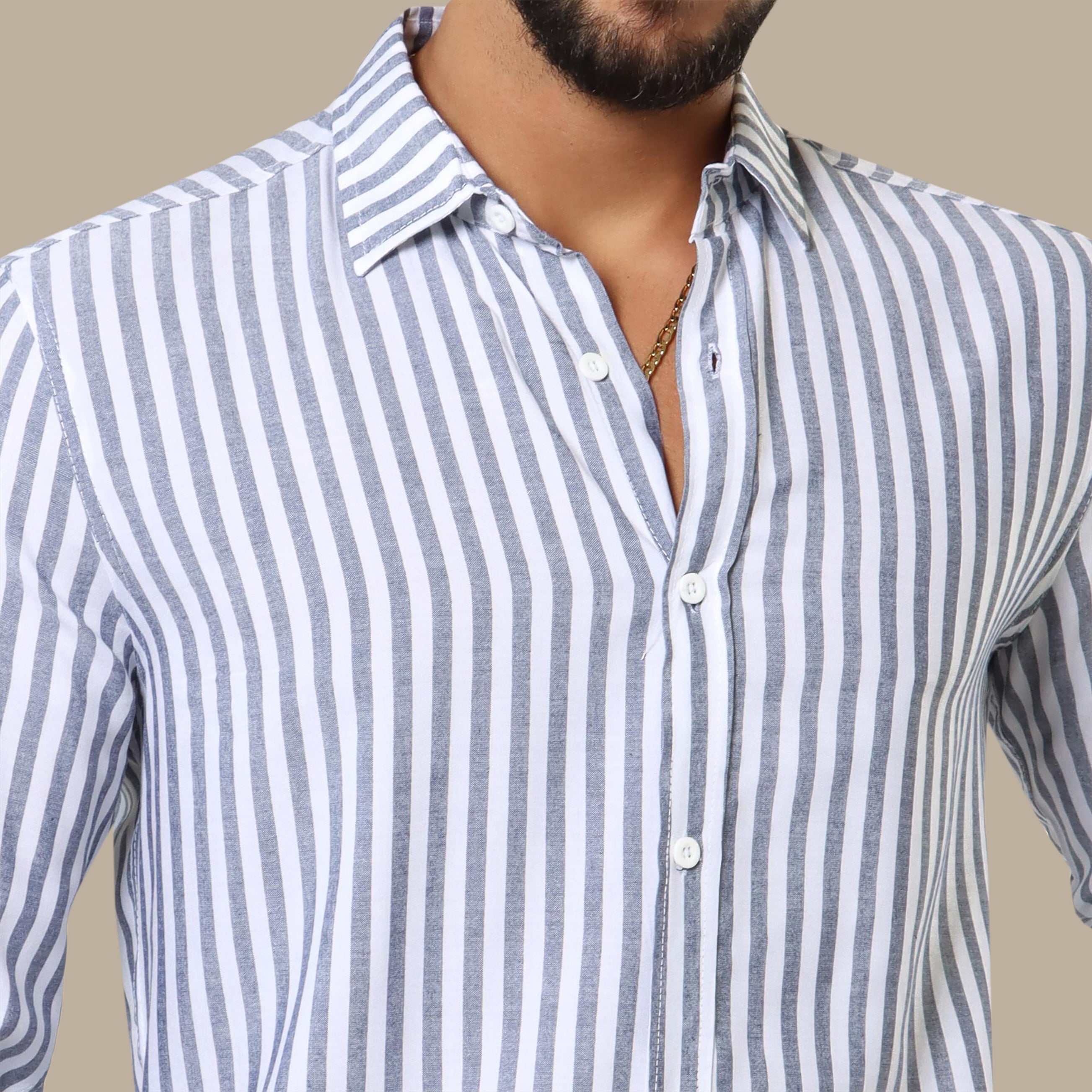 Grey Striped Casual Shirt: Effortless Style