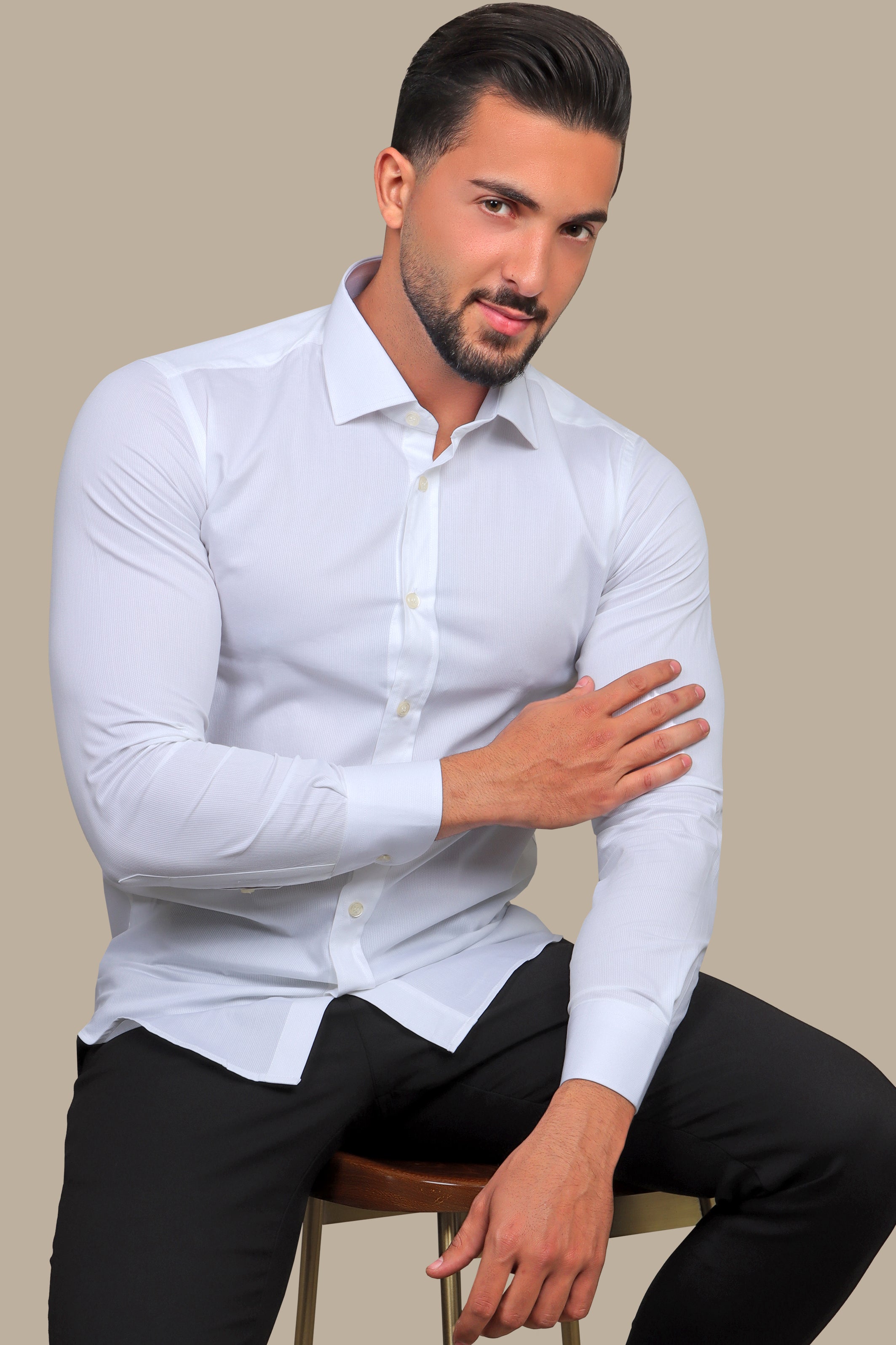 Timeless Elegance: Off-White Structured Stripe Shirt