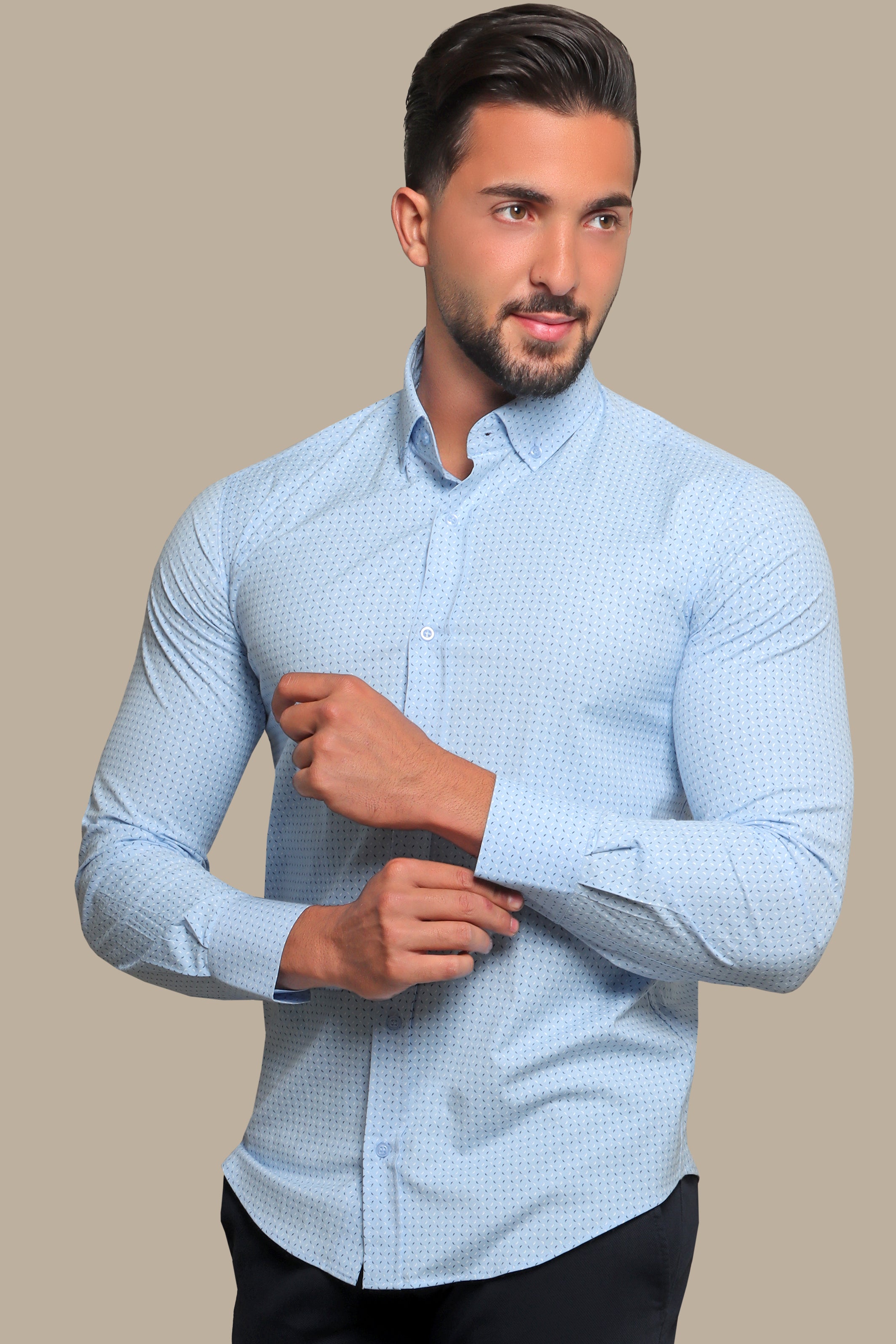 Shirt Patterned Lycra | Light Blue