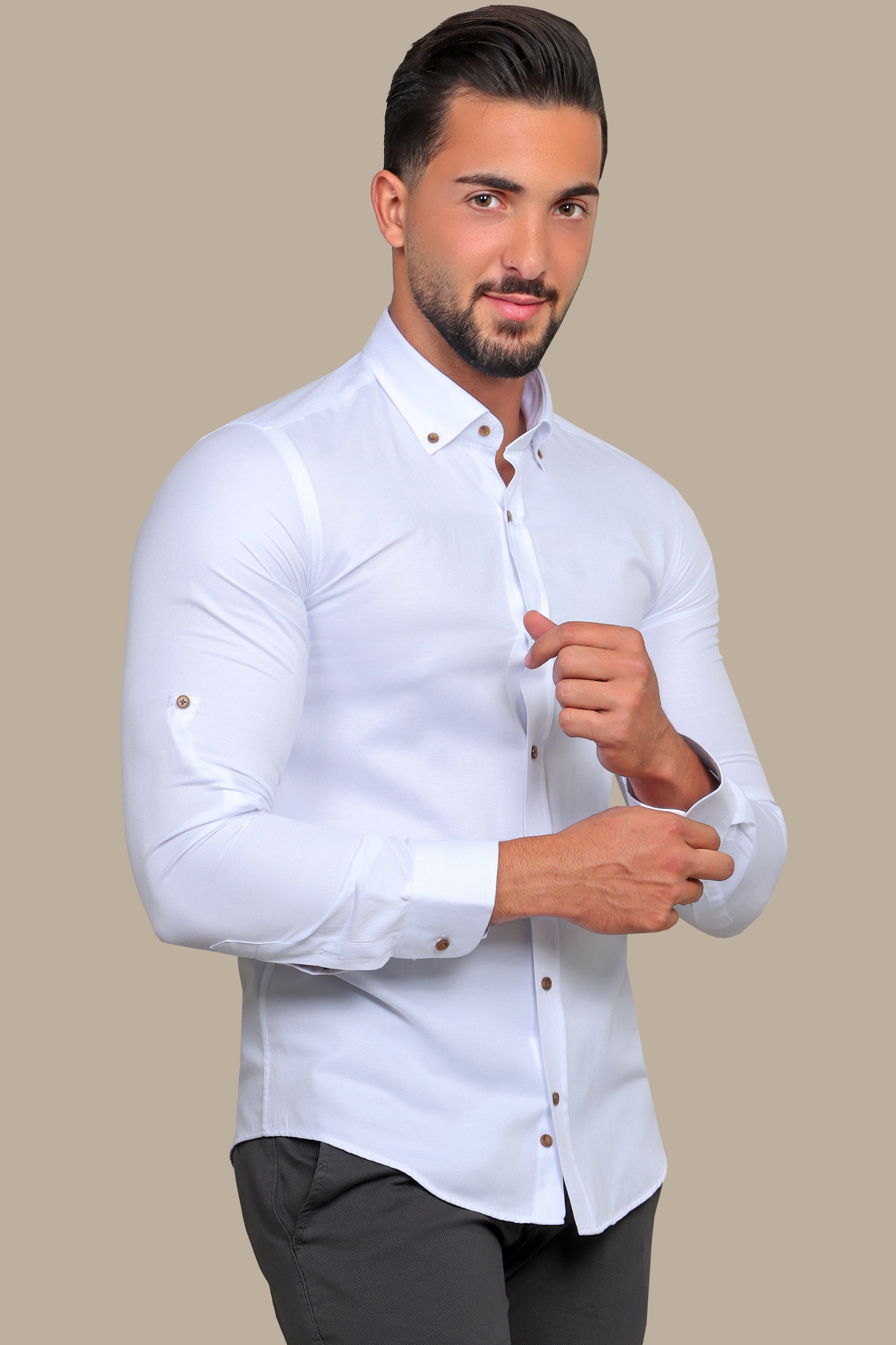 Classic Charm: White Oxford Casual Shirt