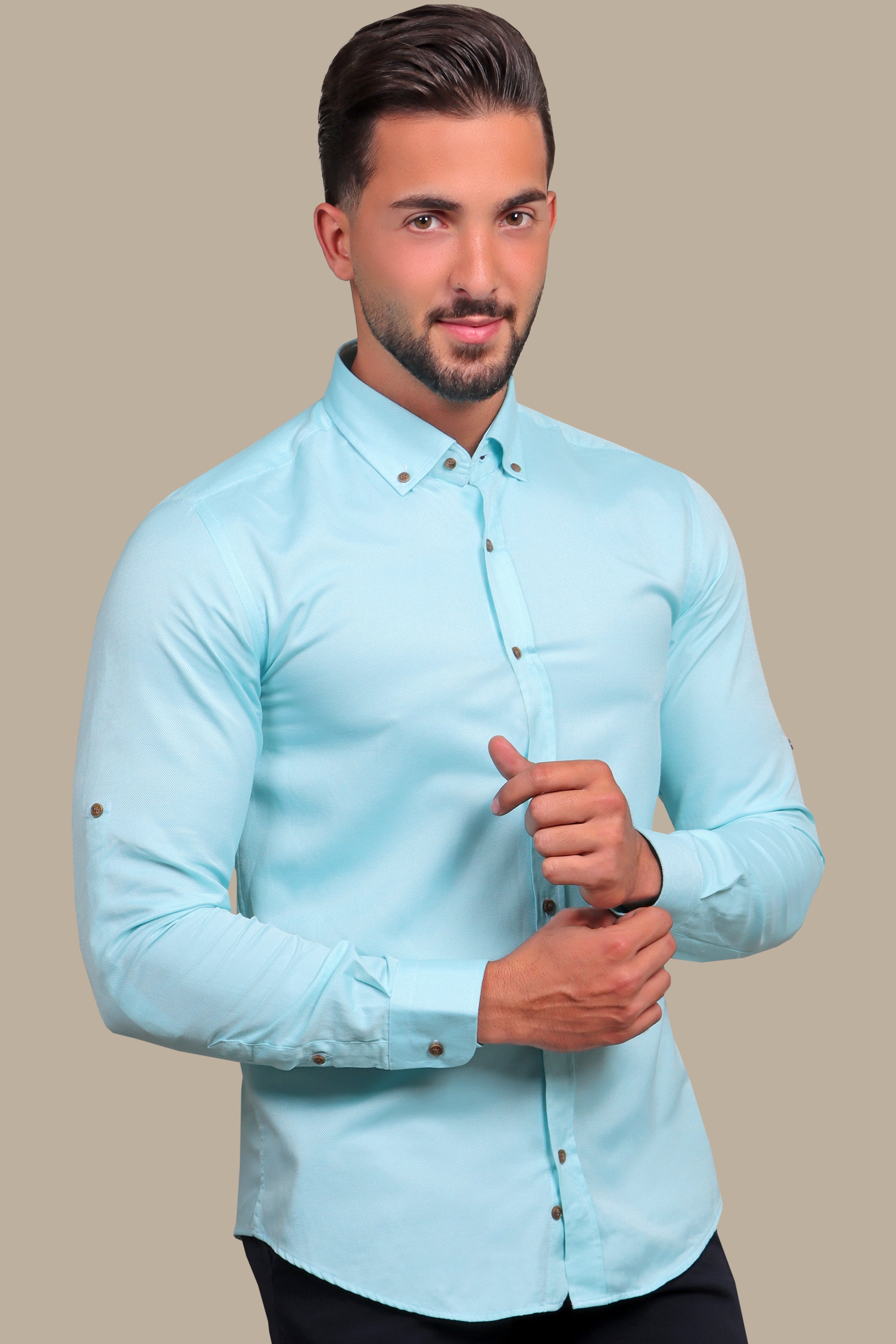 Aqua Oxford Casual Shirt