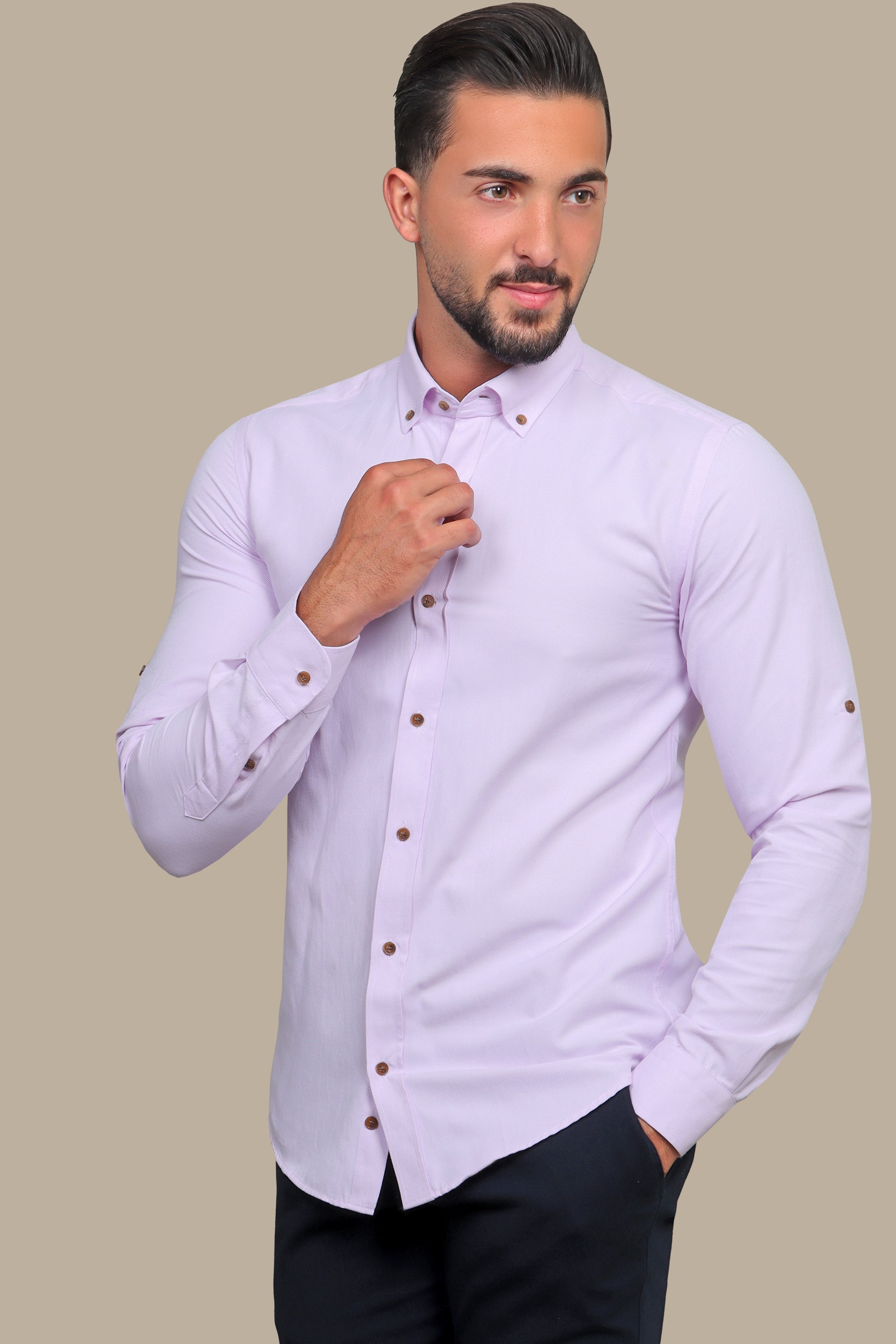 Elegant Rose: Men's Pink Oxford Casual Shirt