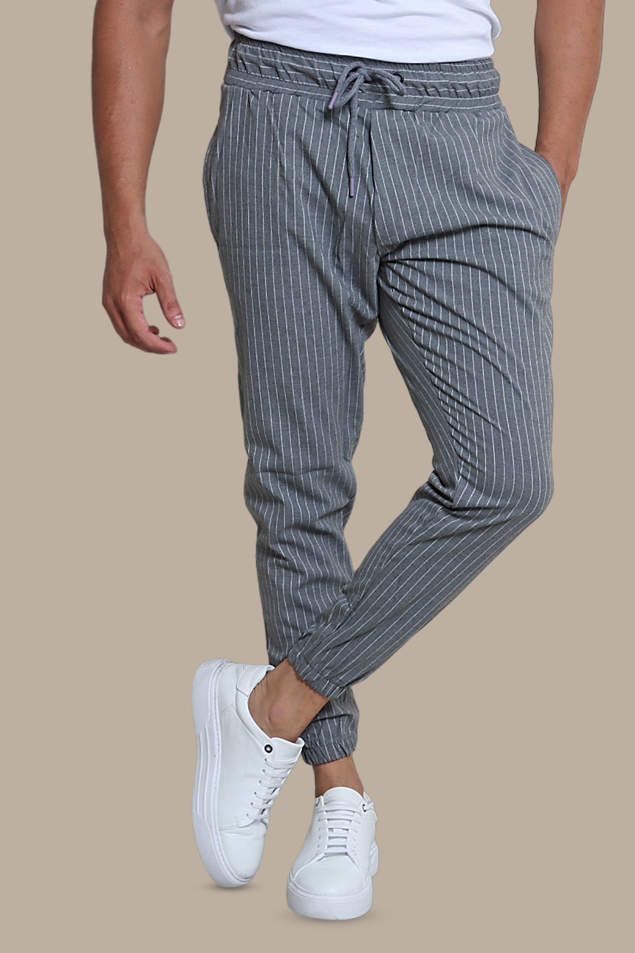 Ankle Pant Striped | Dark Gray