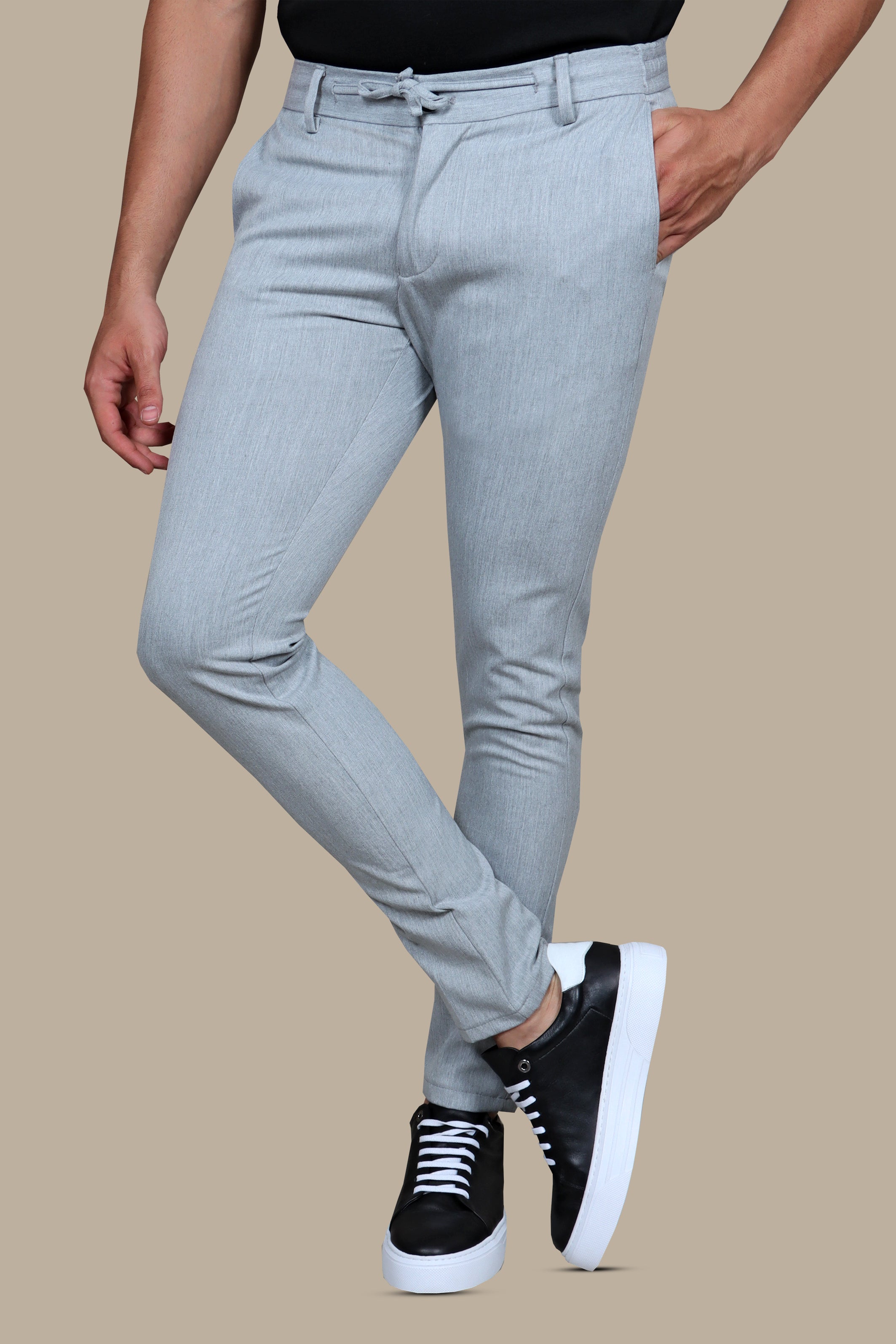 Basic Jogger Fashion Trousers in Light Grey