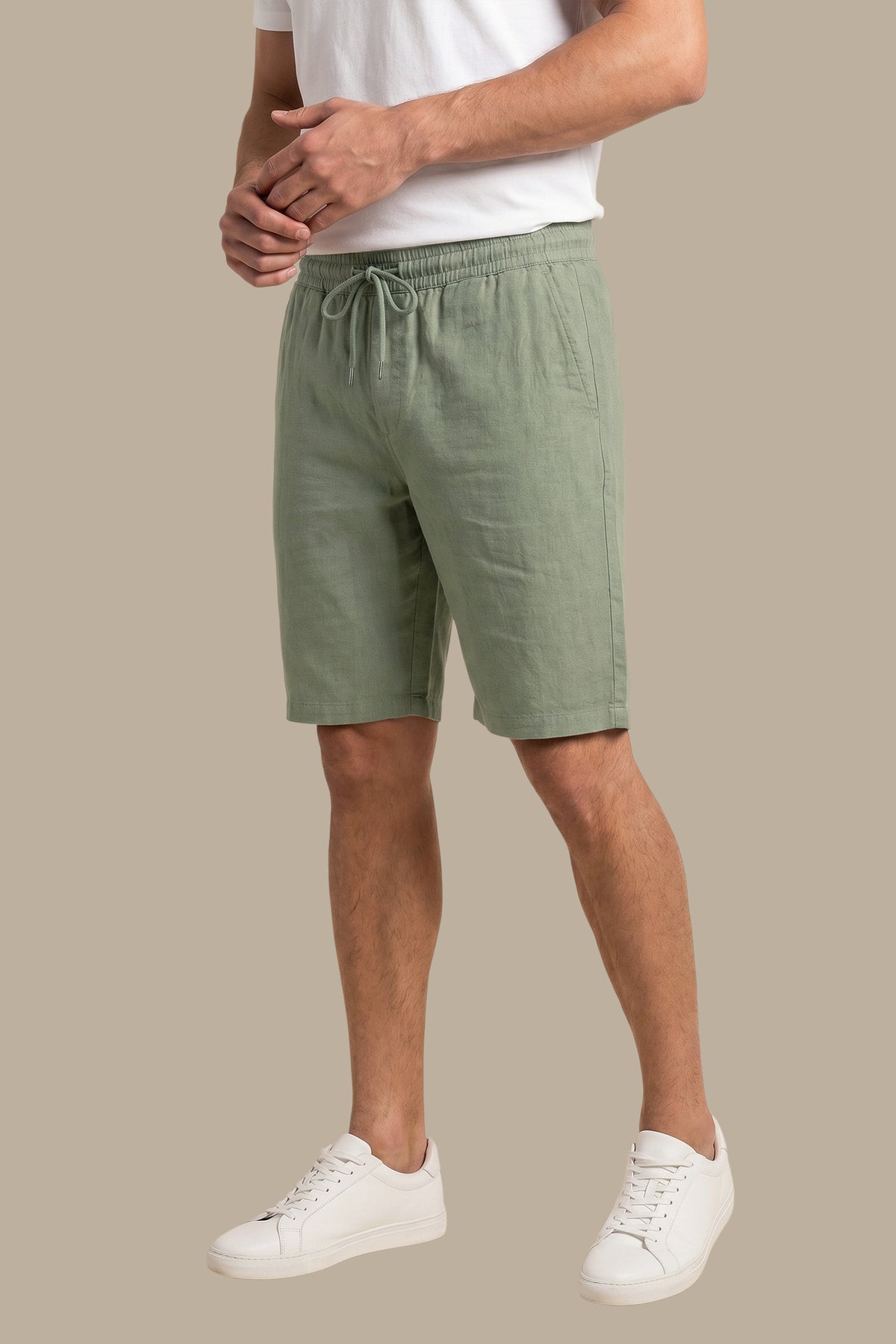 Short Linen Basic Olive