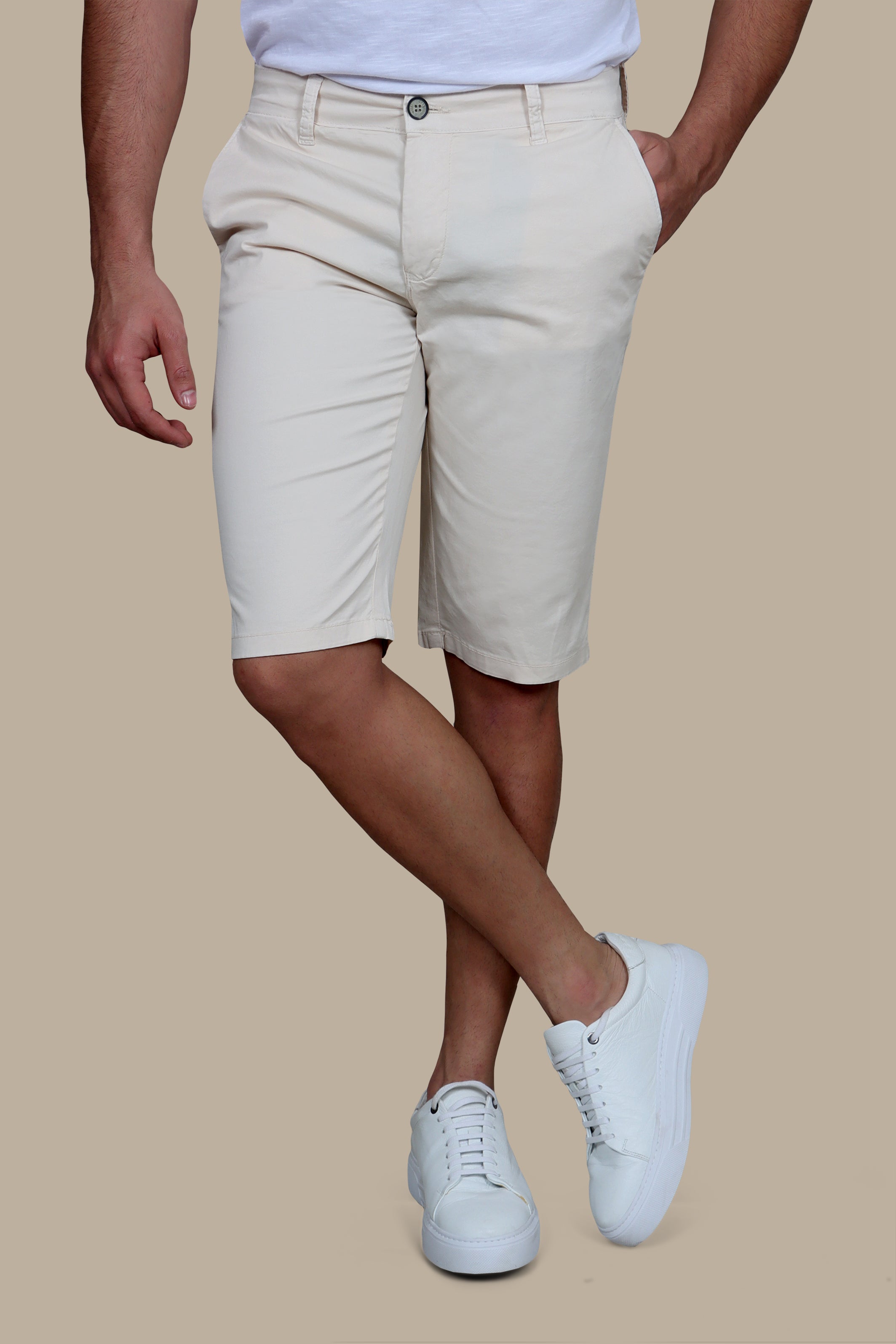 Off White Slim Fit Chino Shorts