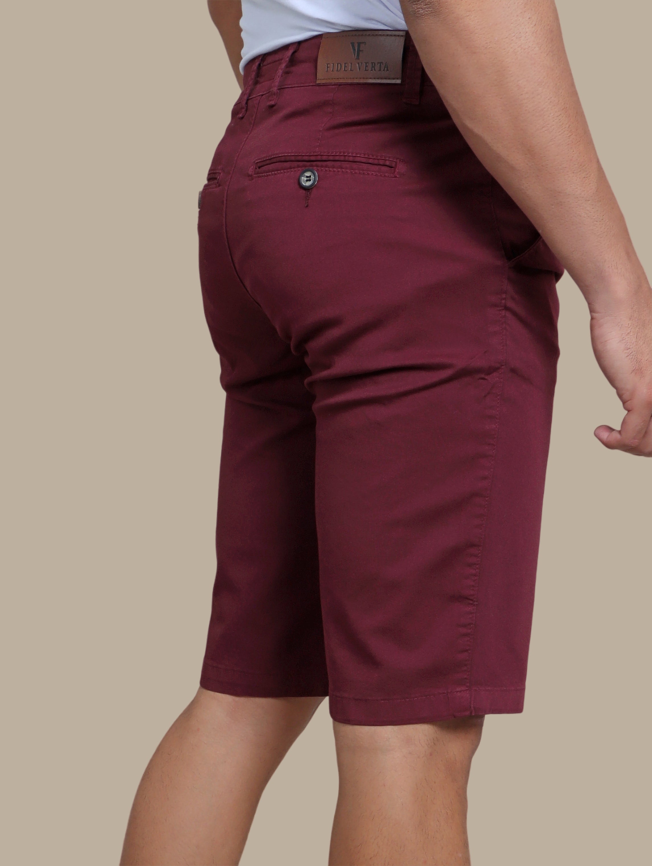 Burgundy Elegance: Tailored Slim Chino Shorts