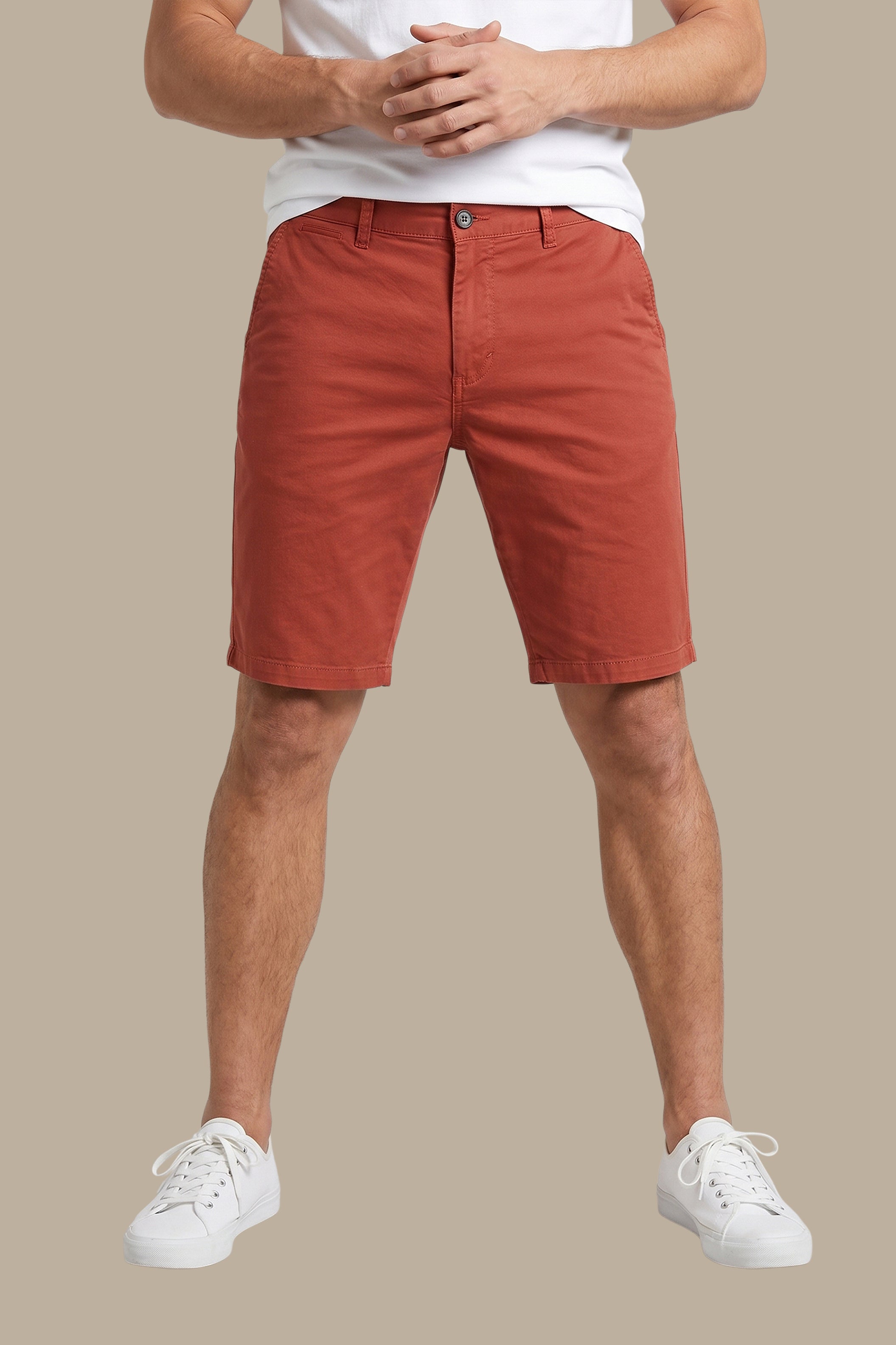 Brick Slim Fit Plain Chino Trousers