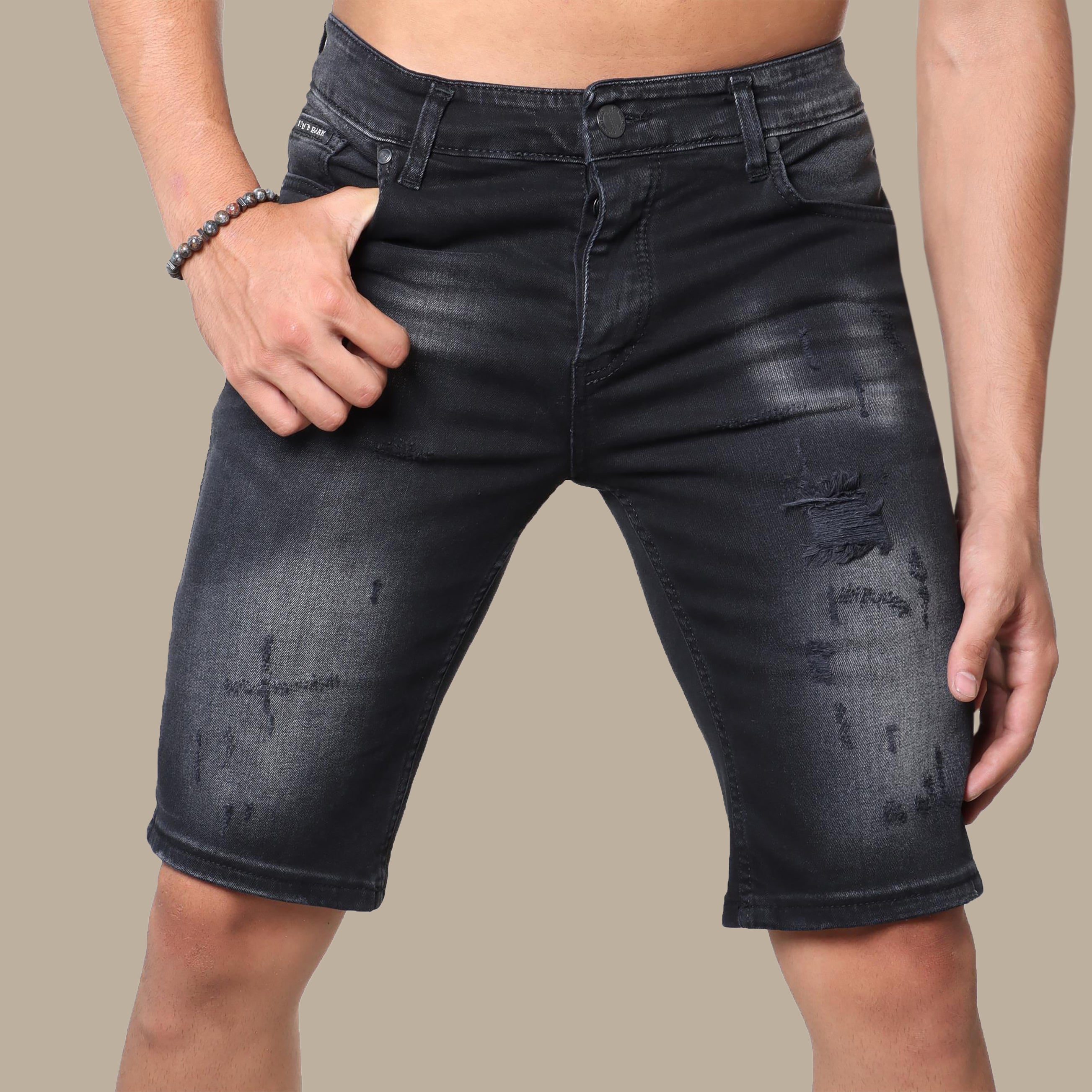 Urban Edge: Black Ripped Denim Shorts