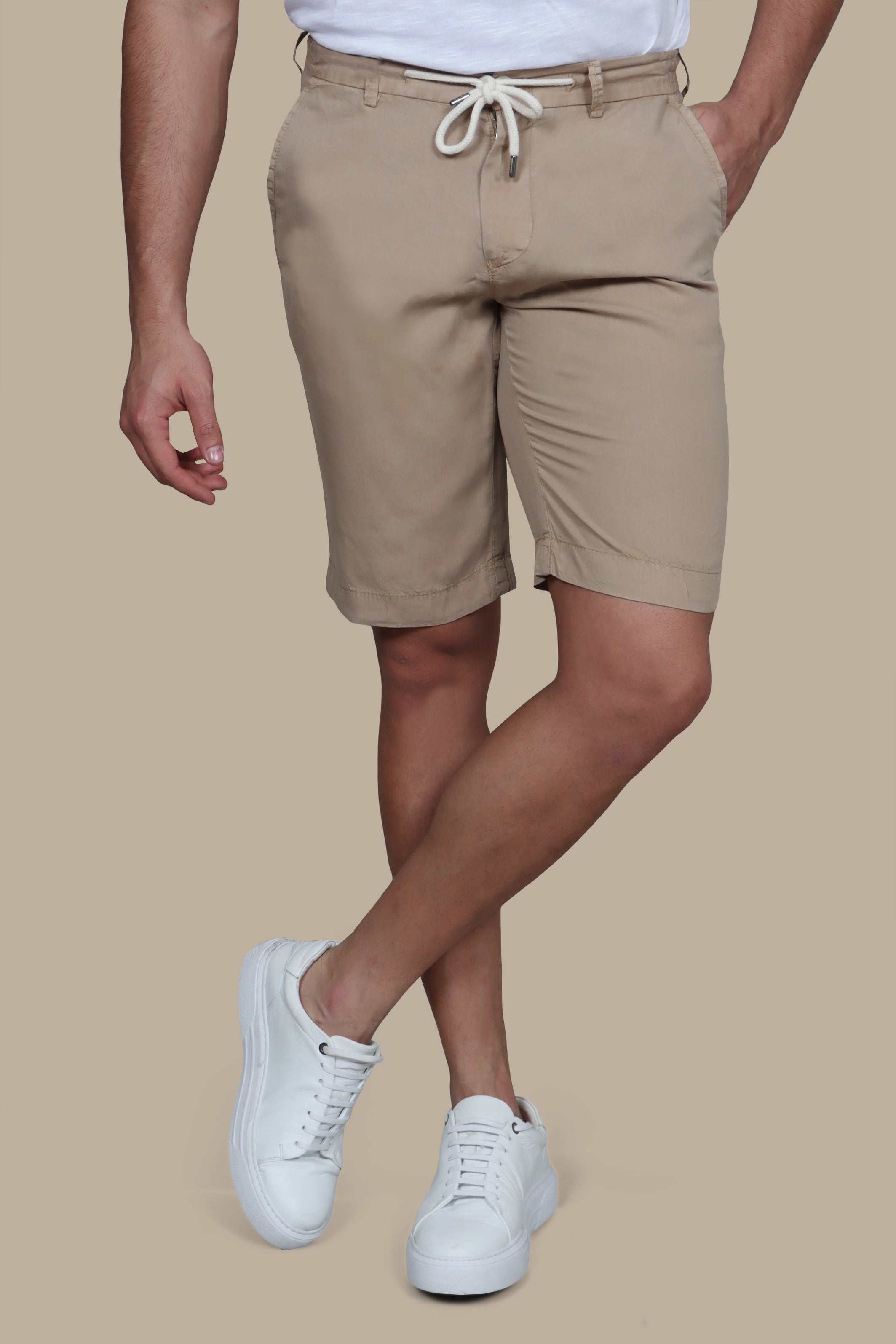 Short Tencel With Elastic Band | Beige