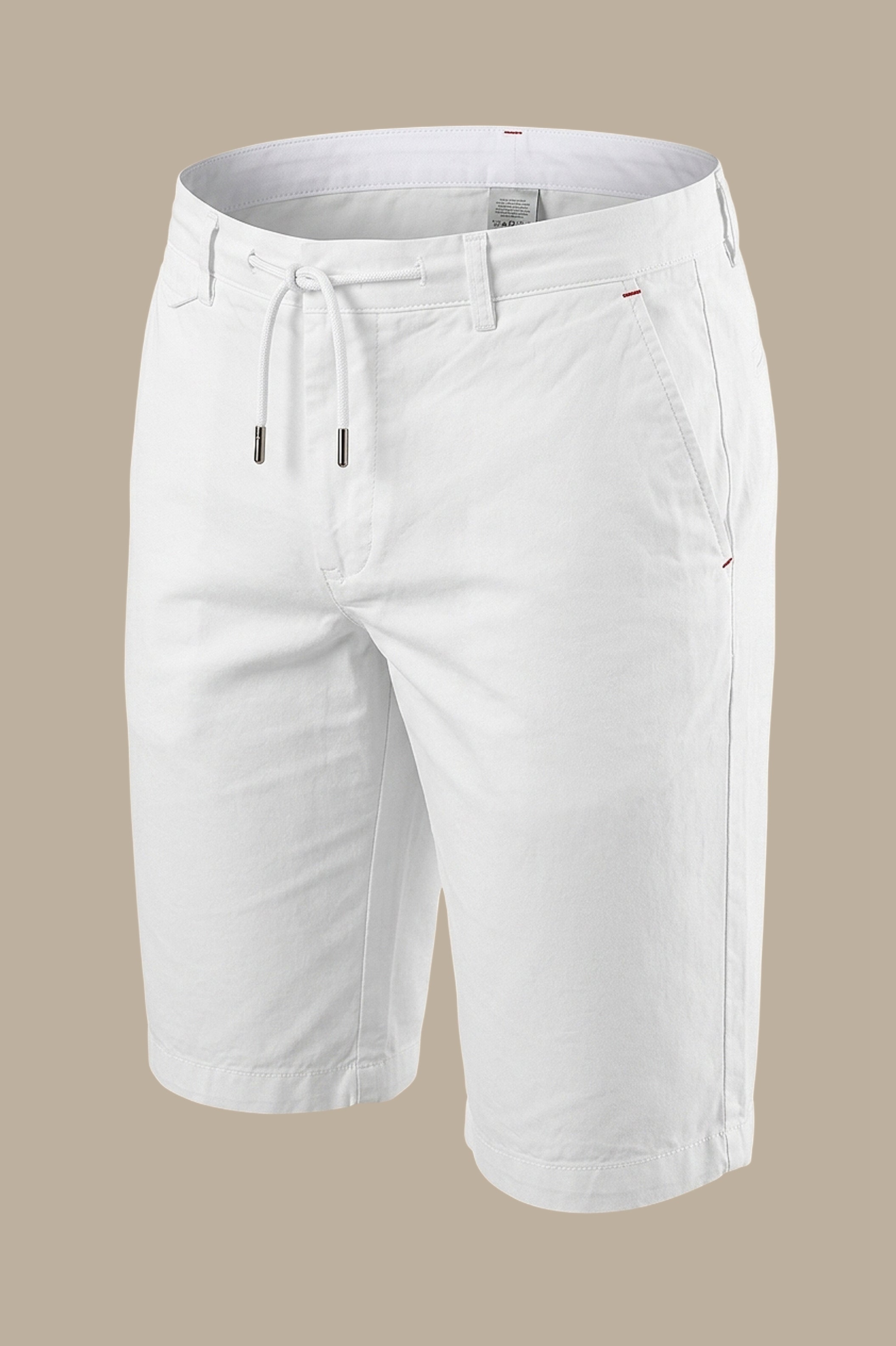 White Tencel Shorts with Elastic Waistband