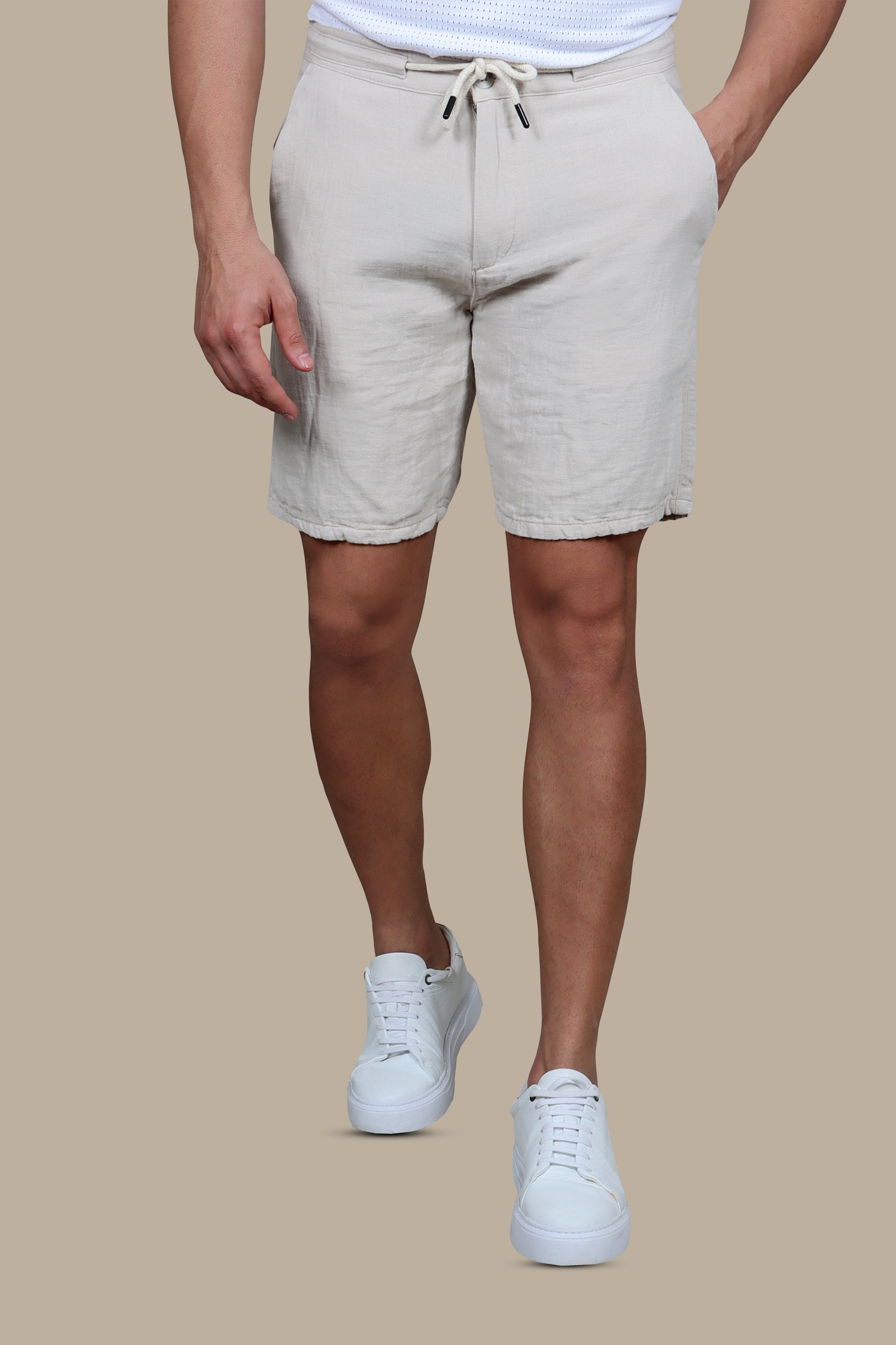 Beige Linen Basics: Essential Shorts