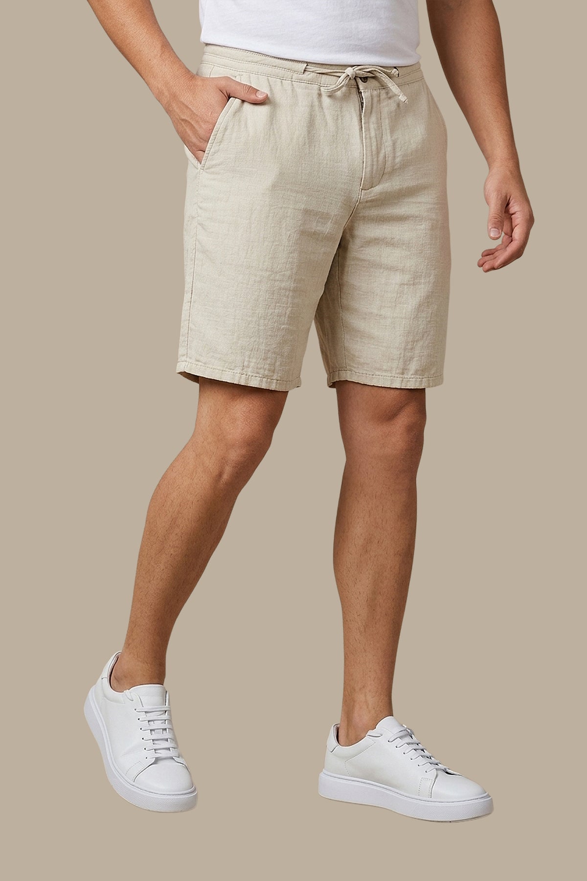 Beige Linen Basics: Essential Shorts