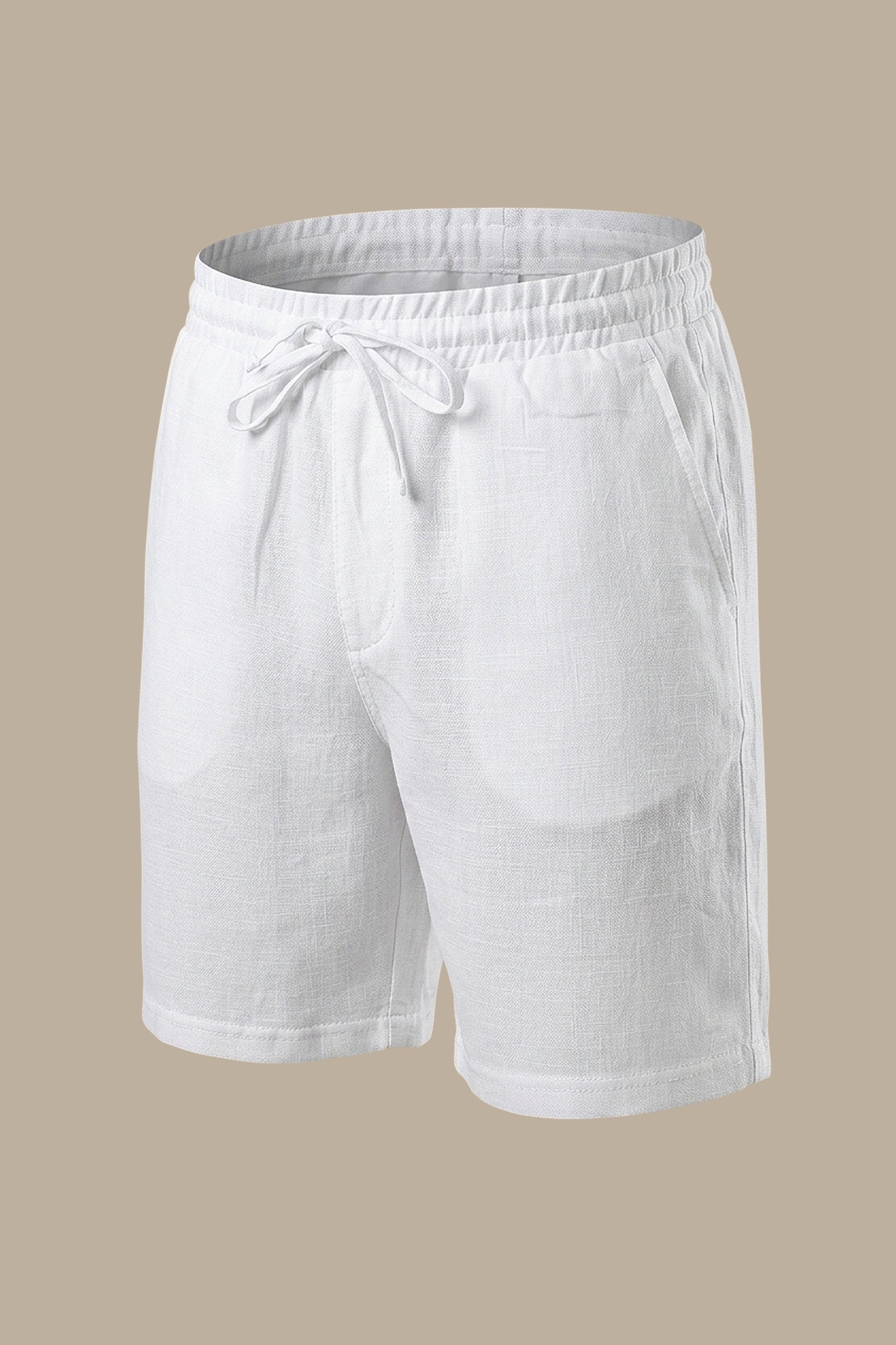 White Linen Basic Shorts