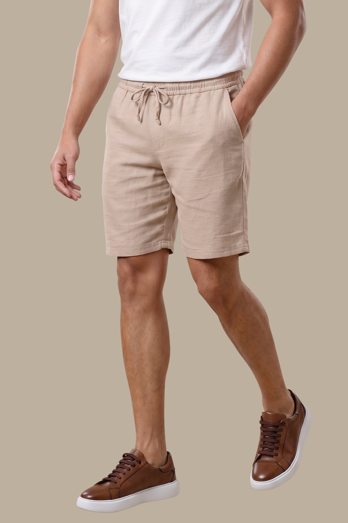 Beige Linen Shorts