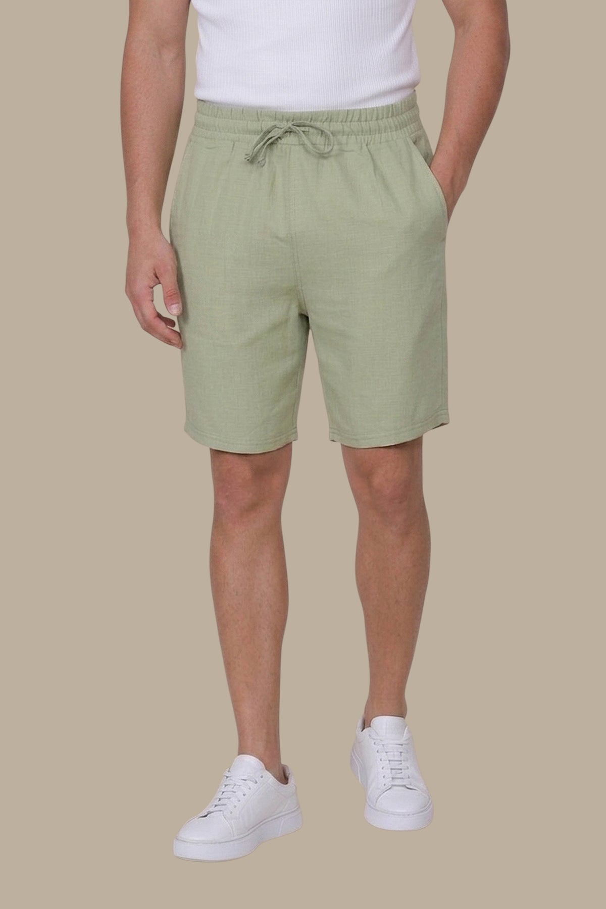 Olive Linen Shorts