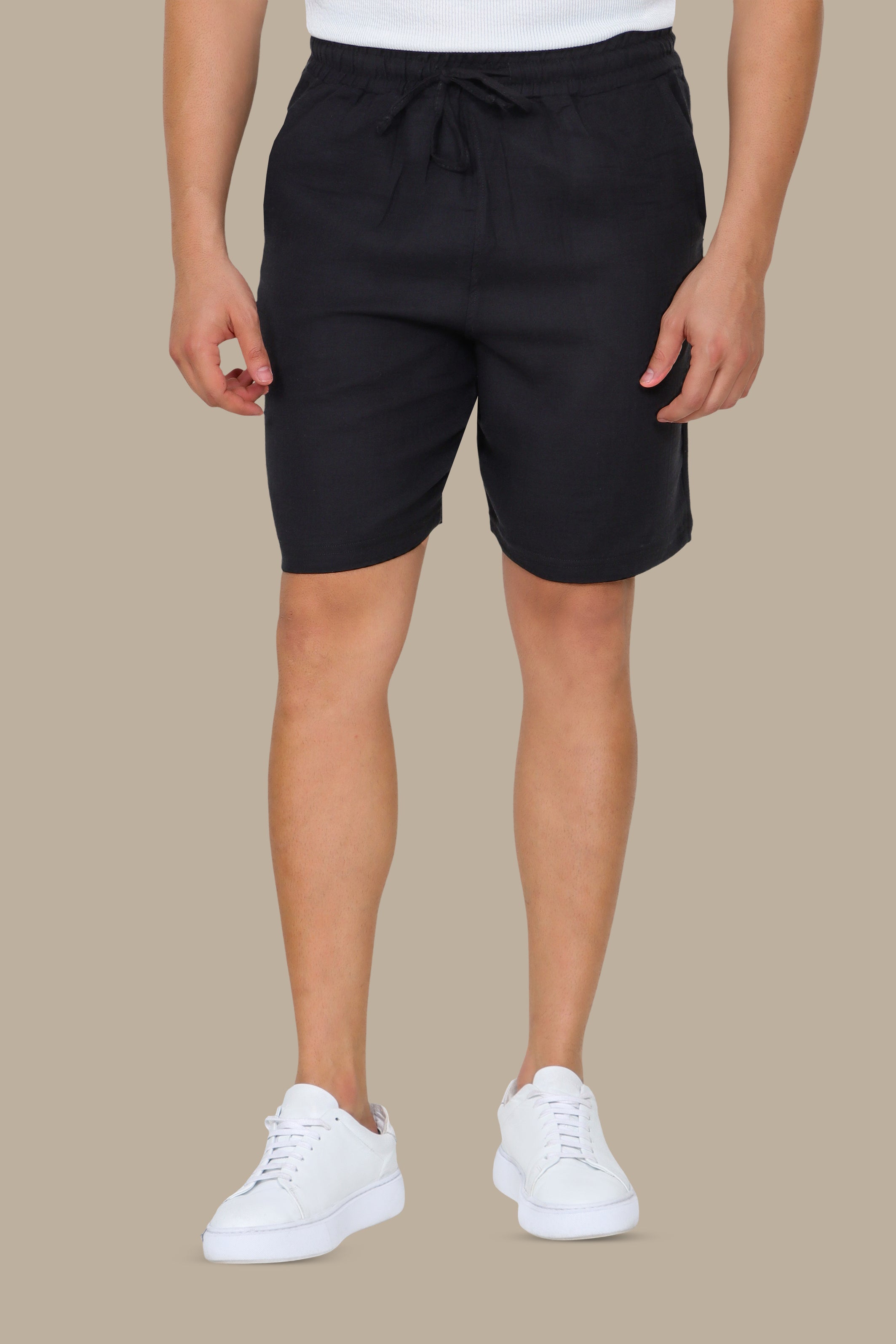 Black Linen Shorts