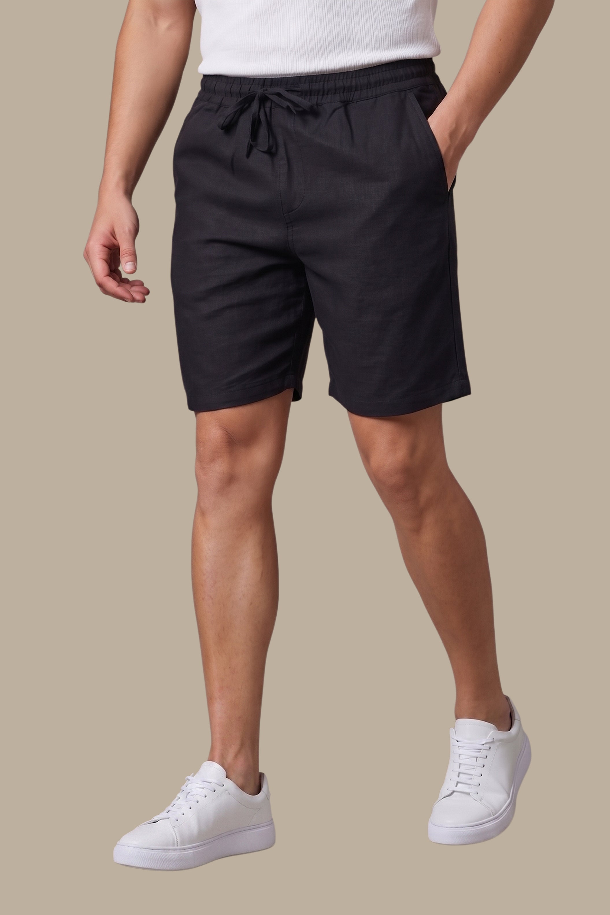 Black Linen Shorts