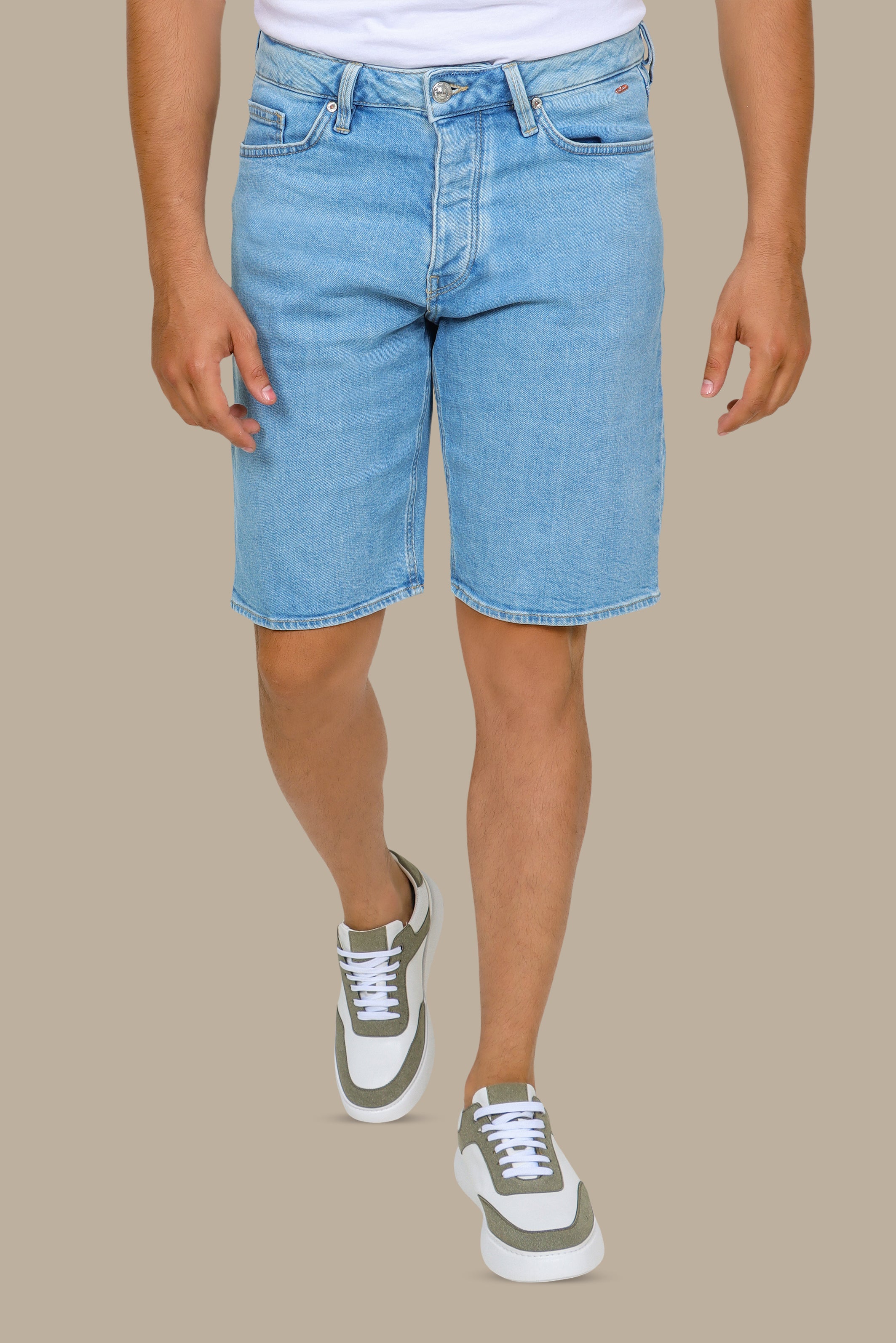 Light Blue Tie-Dye Short Denim