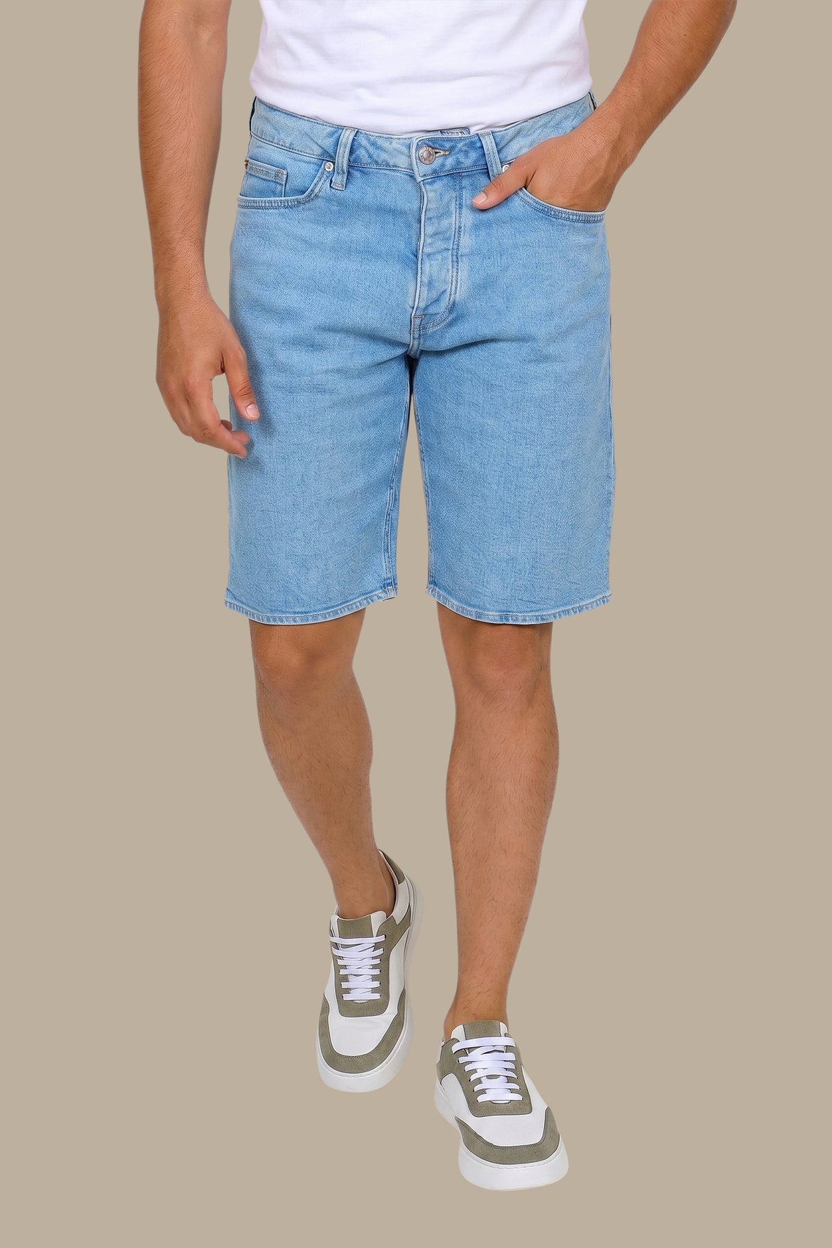 Light Blue Tie-Dye Short Denim