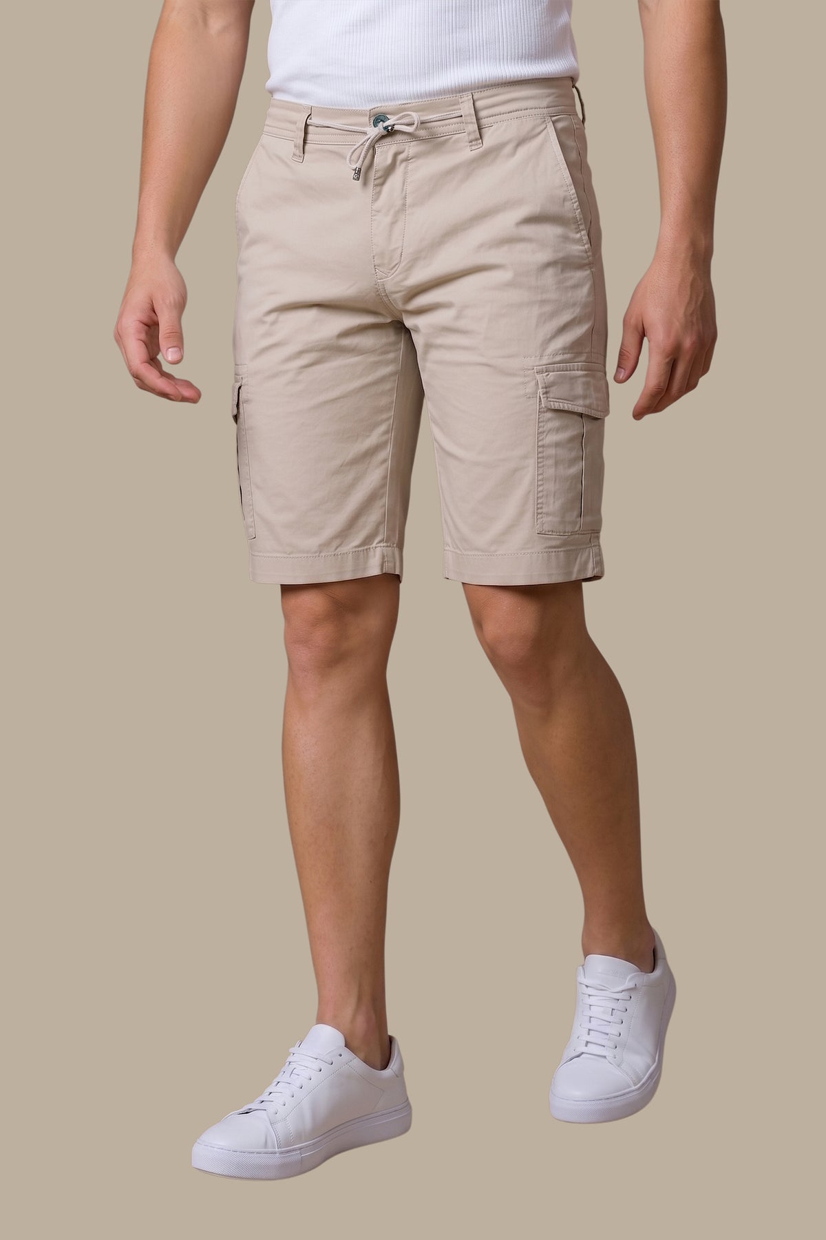 Light Beige Regular Cargo Shorts