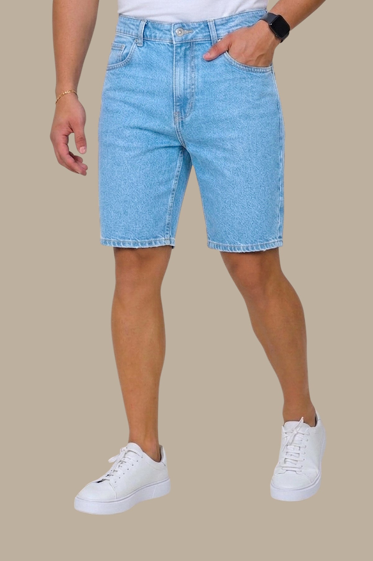 Relaxed Edge: Boyfriend Cut Denim Shorts in Light Blue